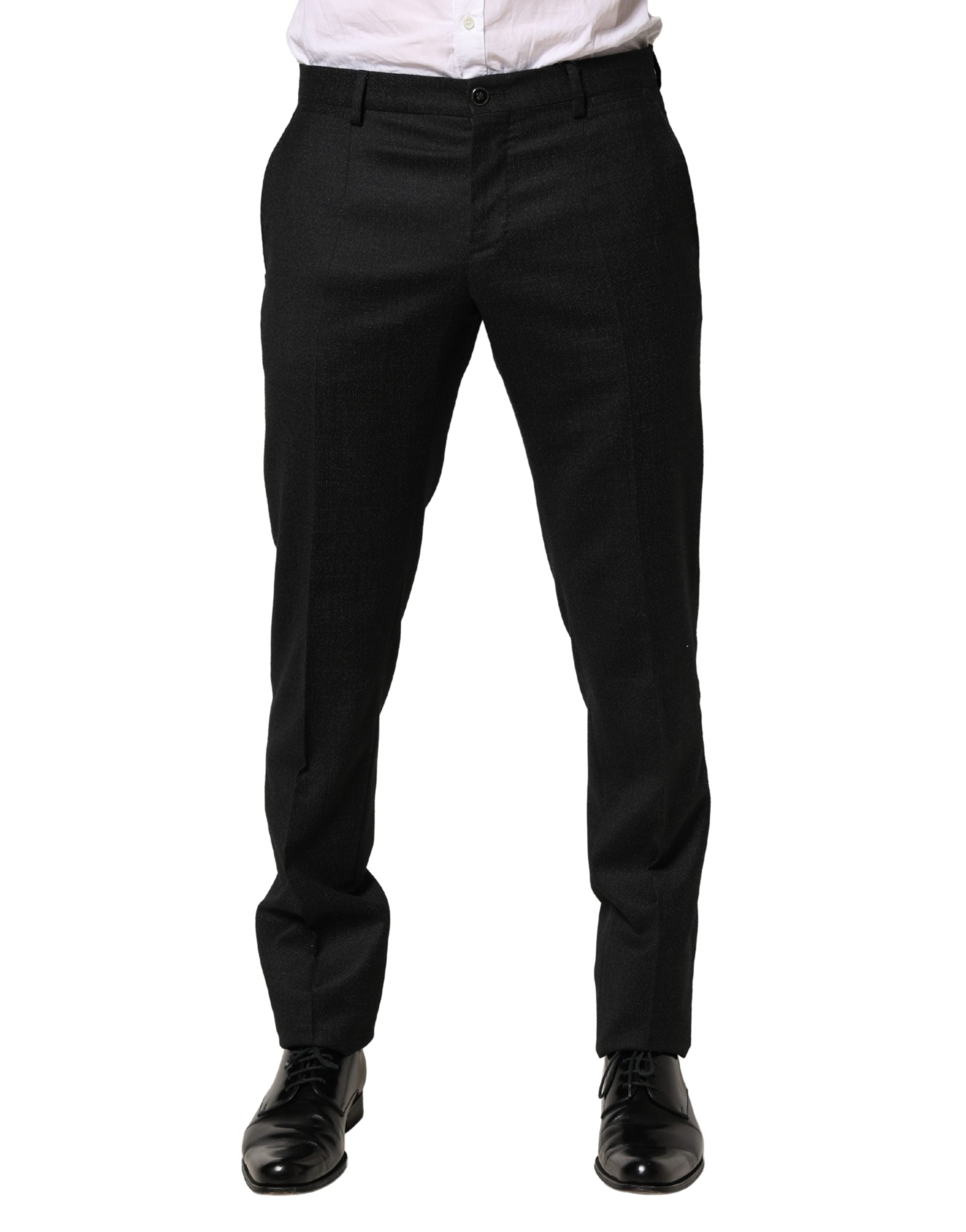 Dolce & Gabbana Men's Black Skinny Wool Suit Pants-2