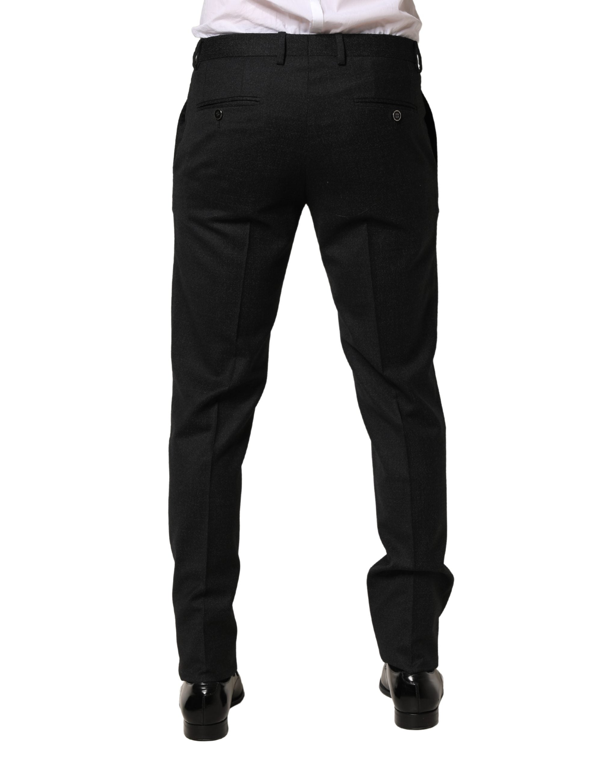 Dolce & Gabbana Men's Black Skinny Wool Suit Pants-4