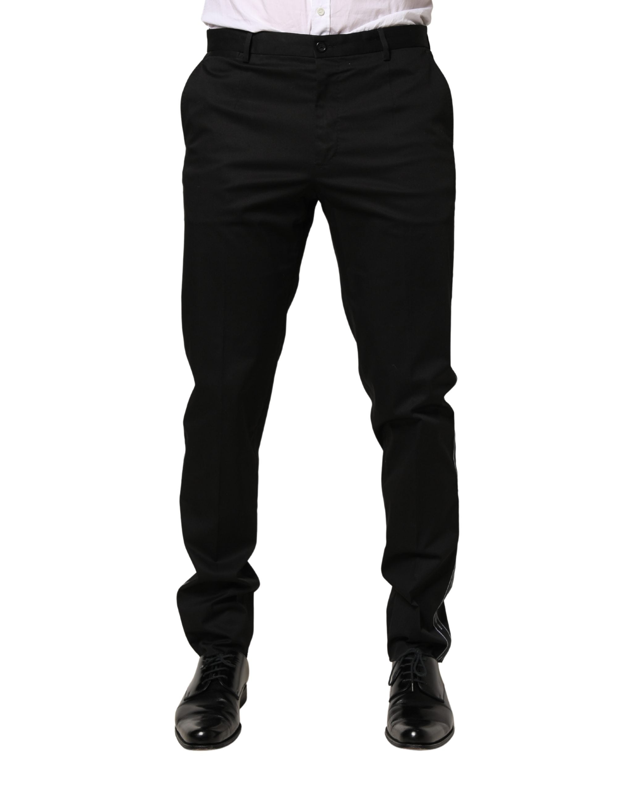 Dolce & Gabbana Men's Black Cotton Skinny Suit Trousers-2