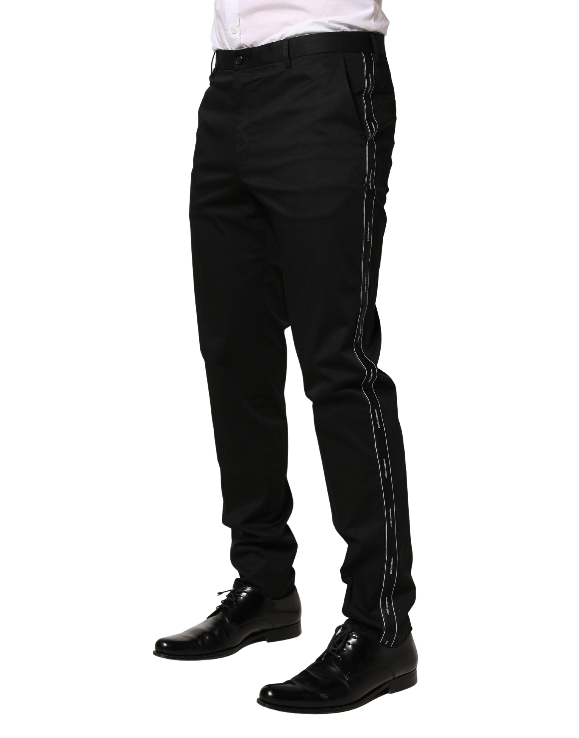Dolce & Gabbana Men's Black Cotton Skinny Suit Trousers-3