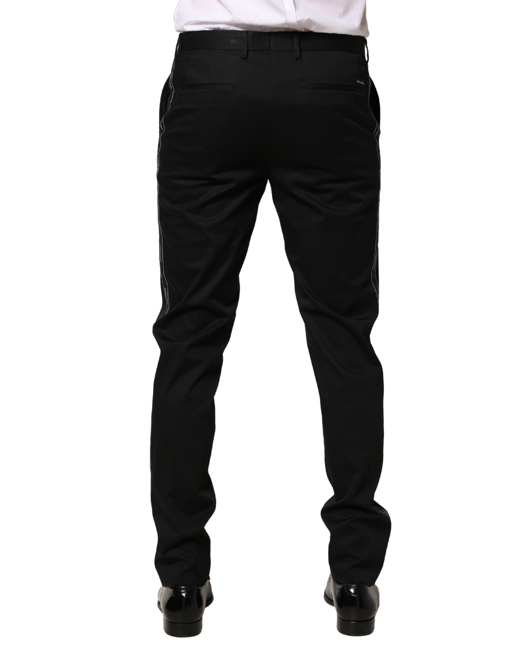 Dolce & Gabbana Men's Black Cotton Skinny Suit Trousers-4