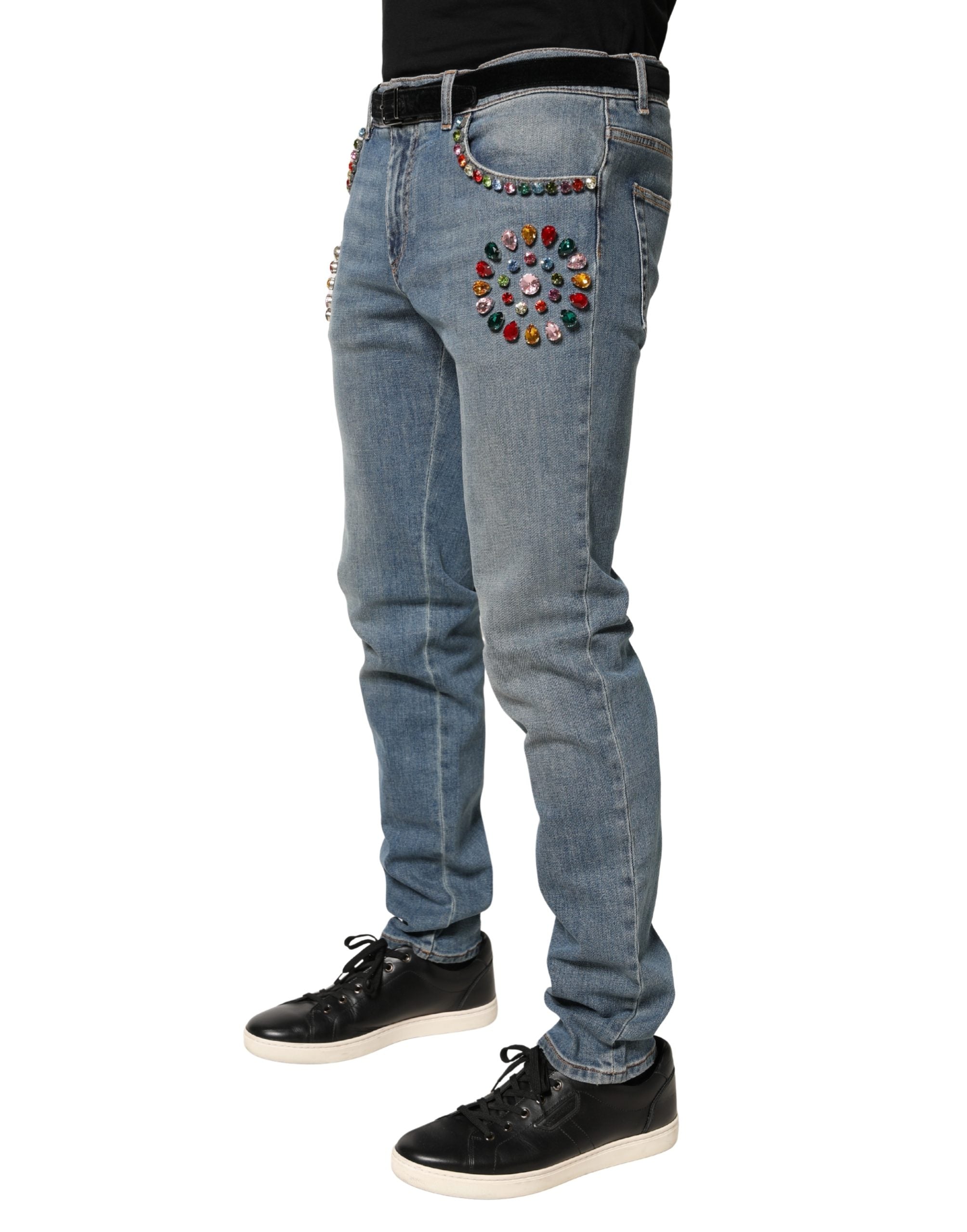 Dolce & Gabbana Blue Cotton Trim Jeans, Loose Fit, Men-3