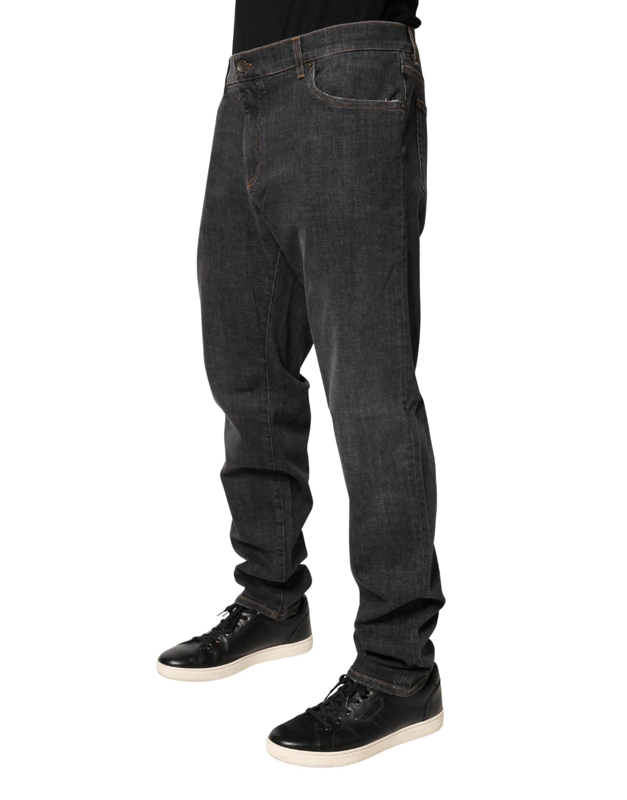Dolce & Gabbana Dark Gray Slim Fit Men's Cotton Jeans-3