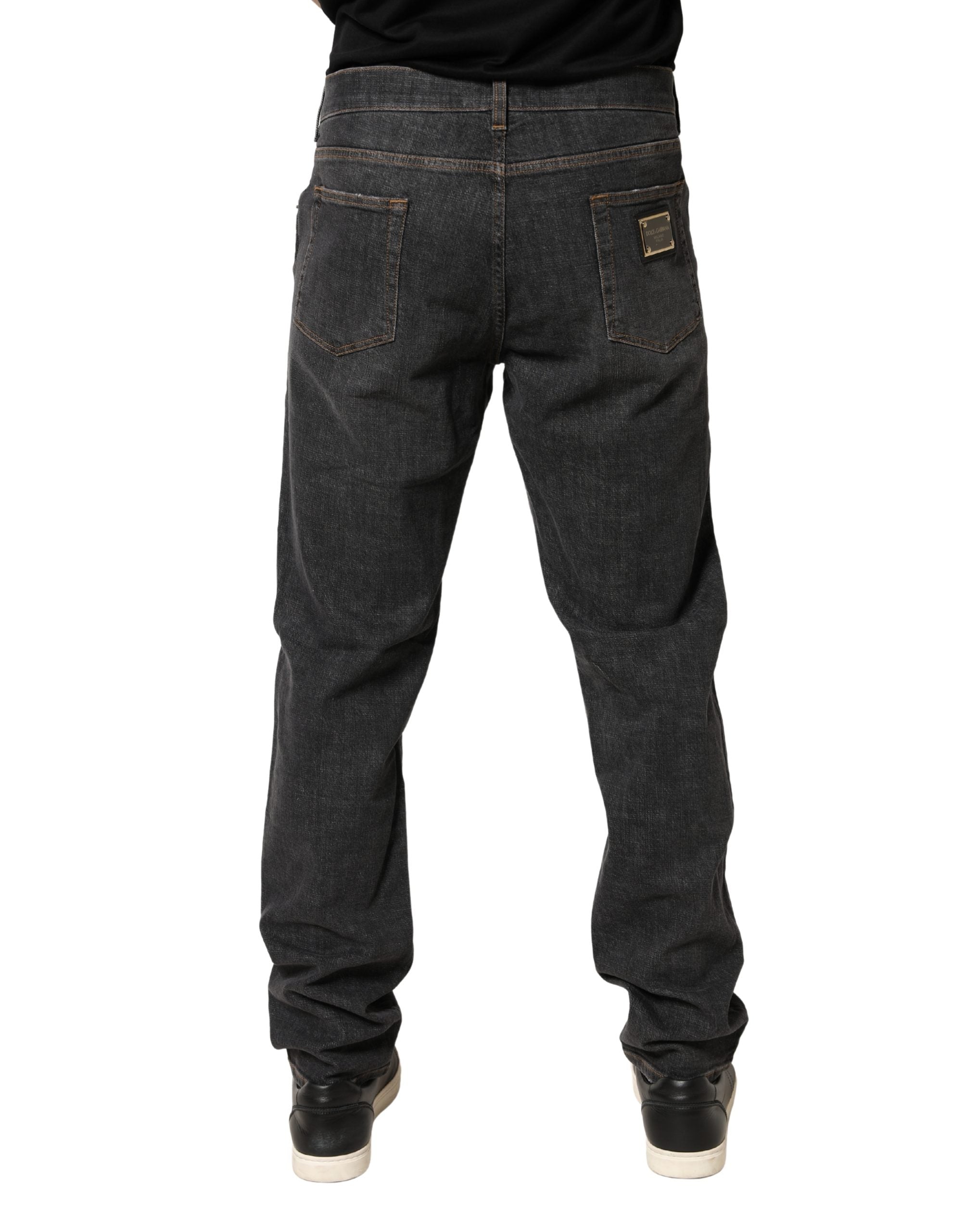Dolce & Gabbana Dark Gray Slim Fit Men's Cotton Jeans-4