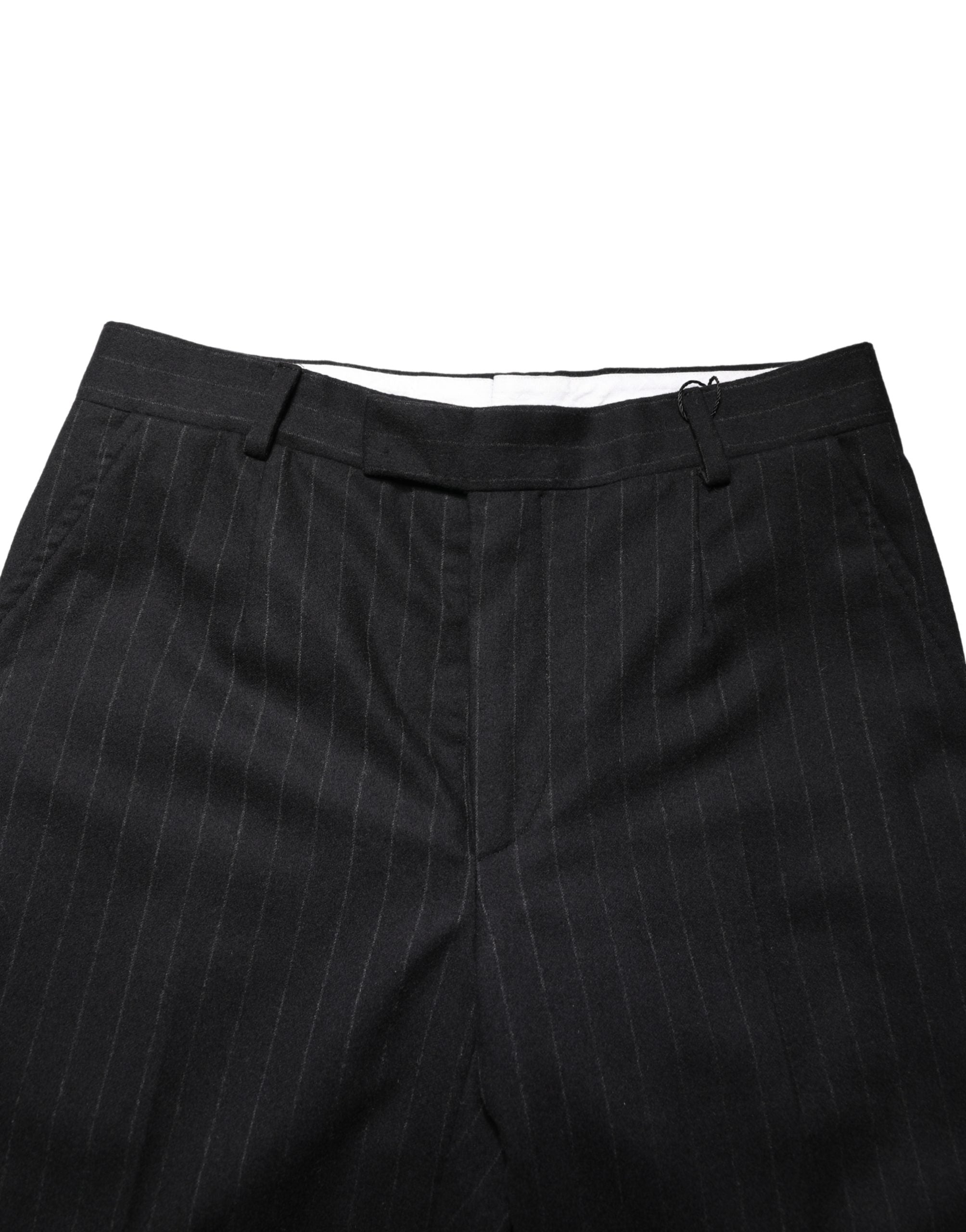Dolce & Gabbana Black Striped Wool Dress Formal Pants-5