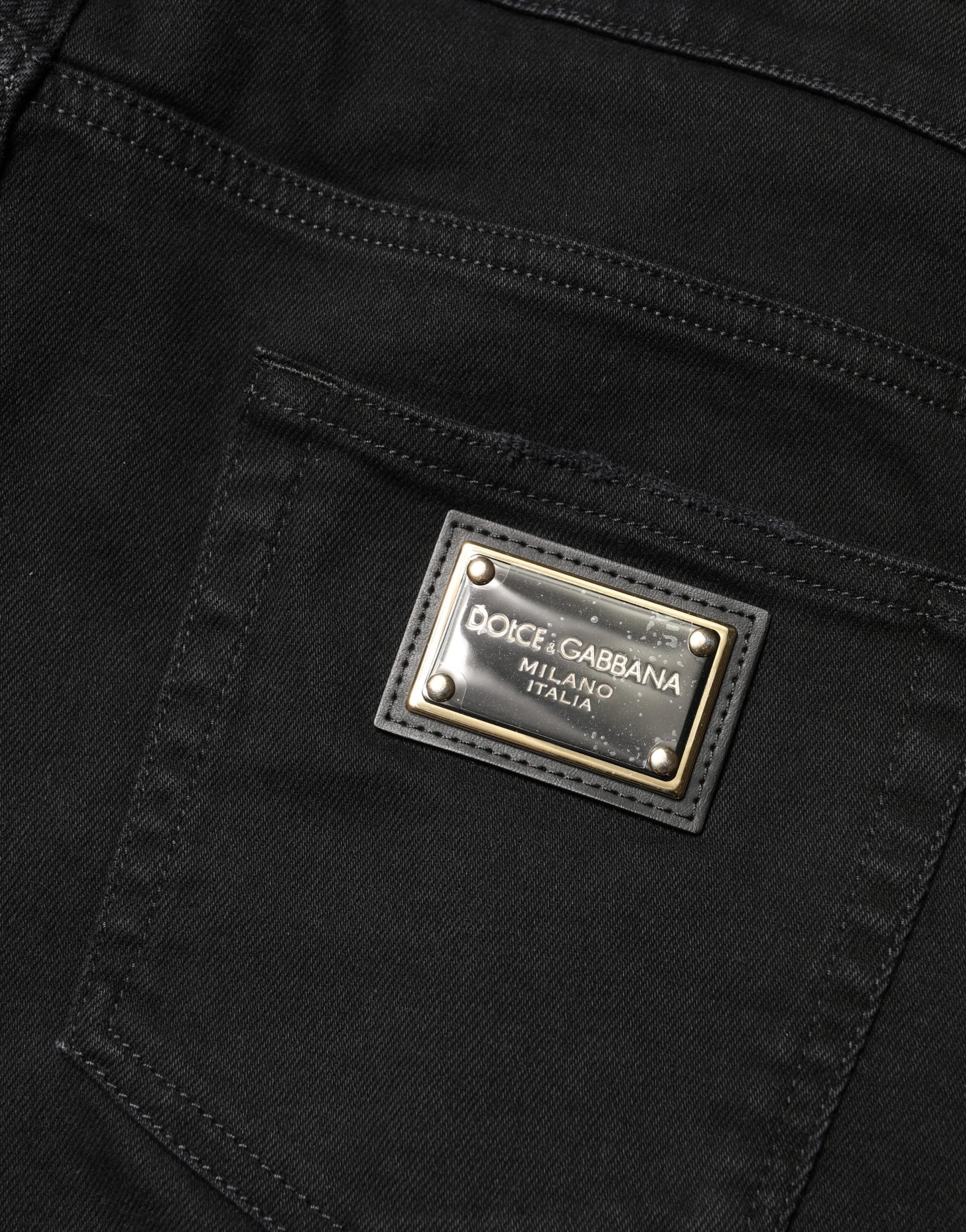 Dolce & Gabbana Black distressed cotton-denim skinny jeans-5