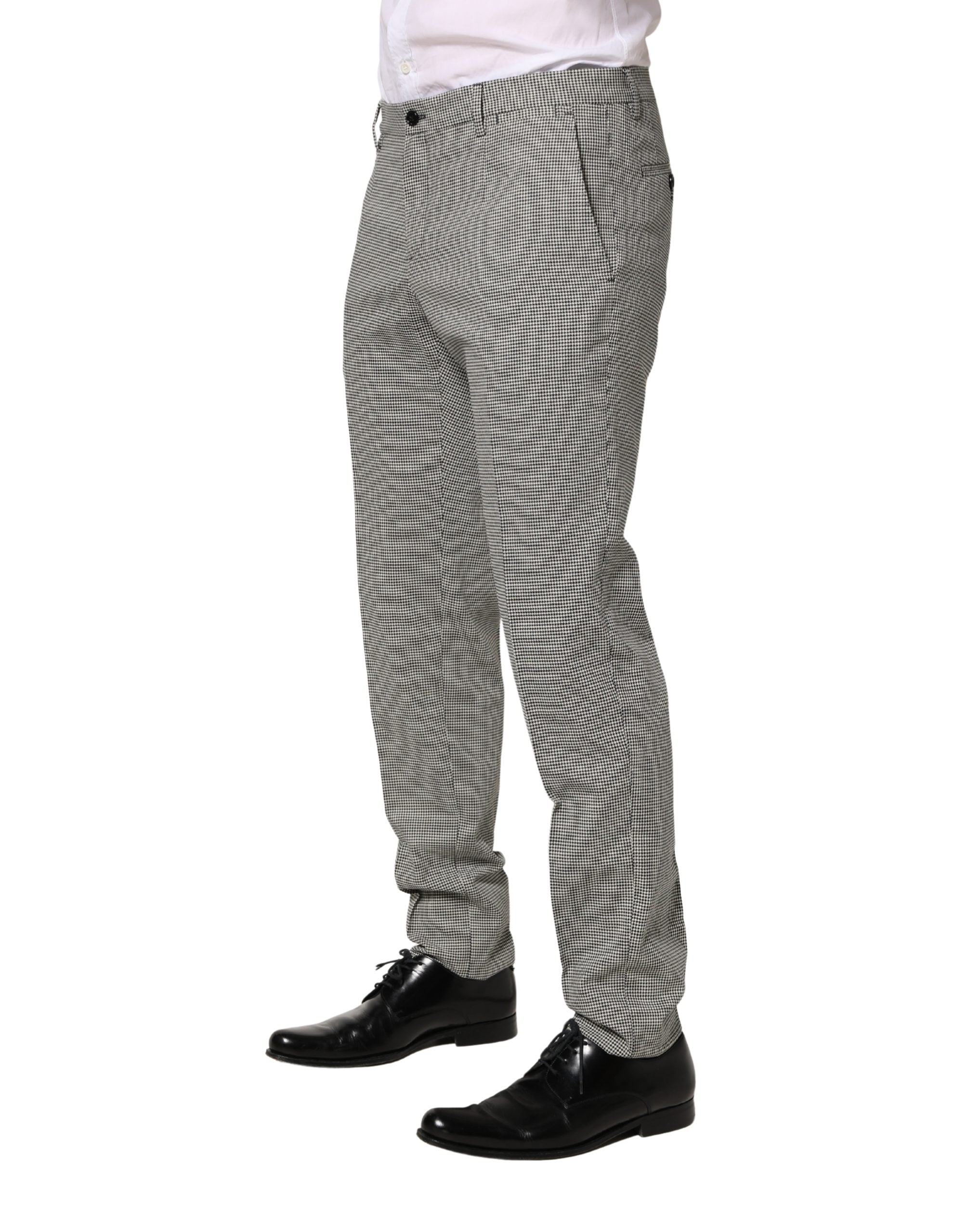 Dolce & Gabbana Grey Cotton Skinny Formal Trousers-3
