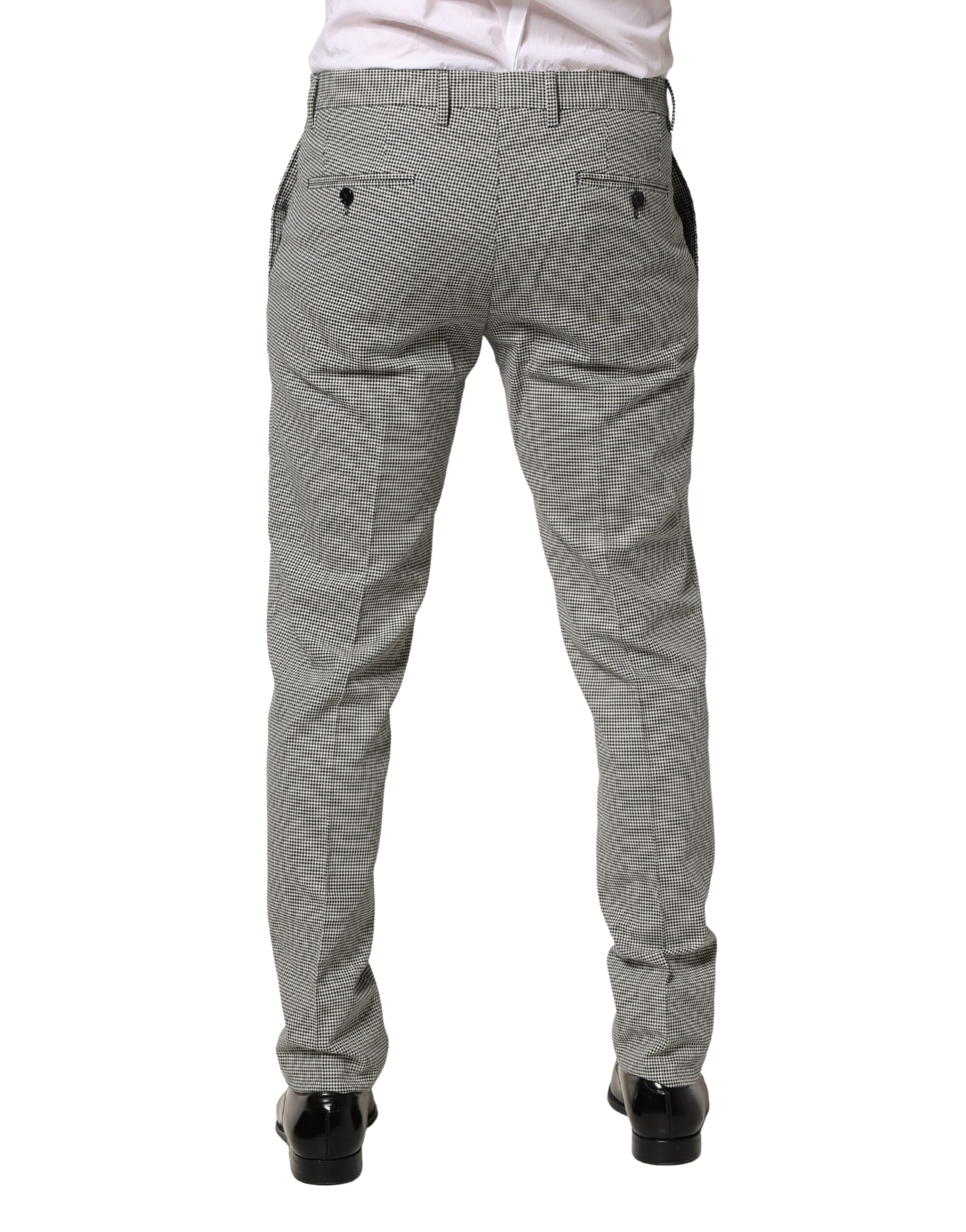 Dolce & Gabbana Grey Cotton Skinny Formal Trousers-4