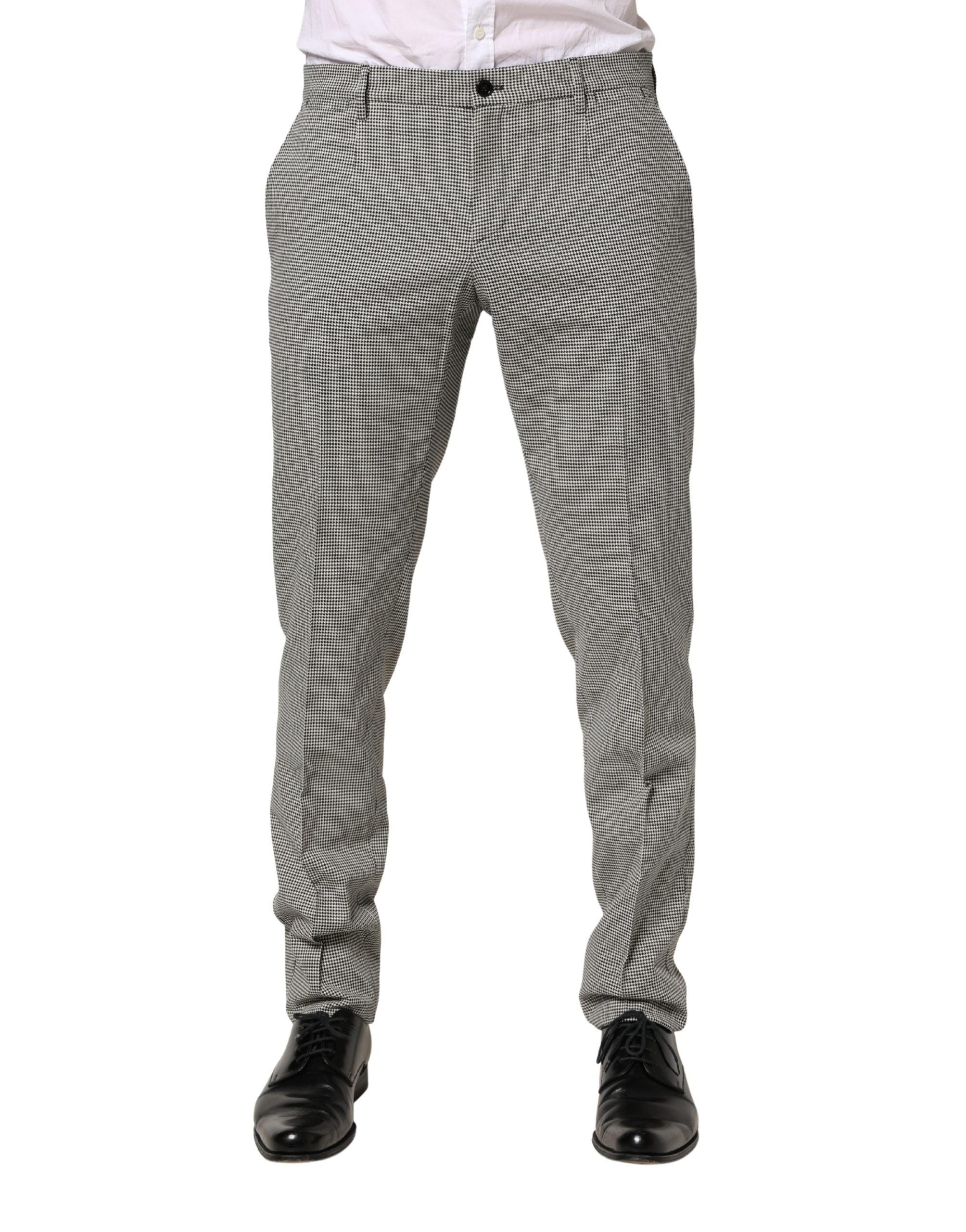 Dolce & Gabbana Grey Cotton Skinny Formal Trousers-2