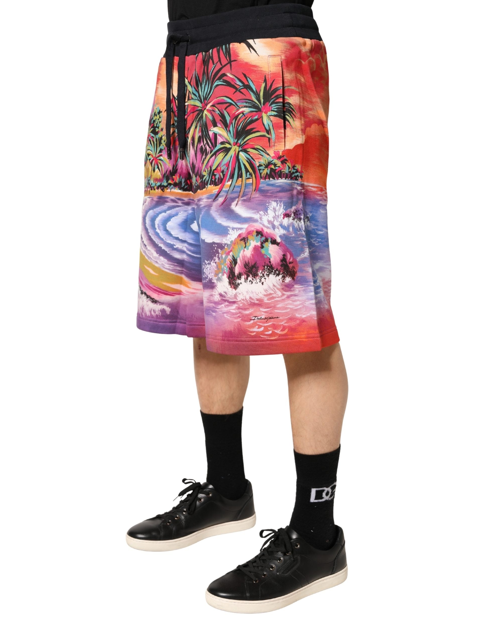 Dolce & Gabbana Multicolor Cotton Bermuda Shorts with Graphic Print-3