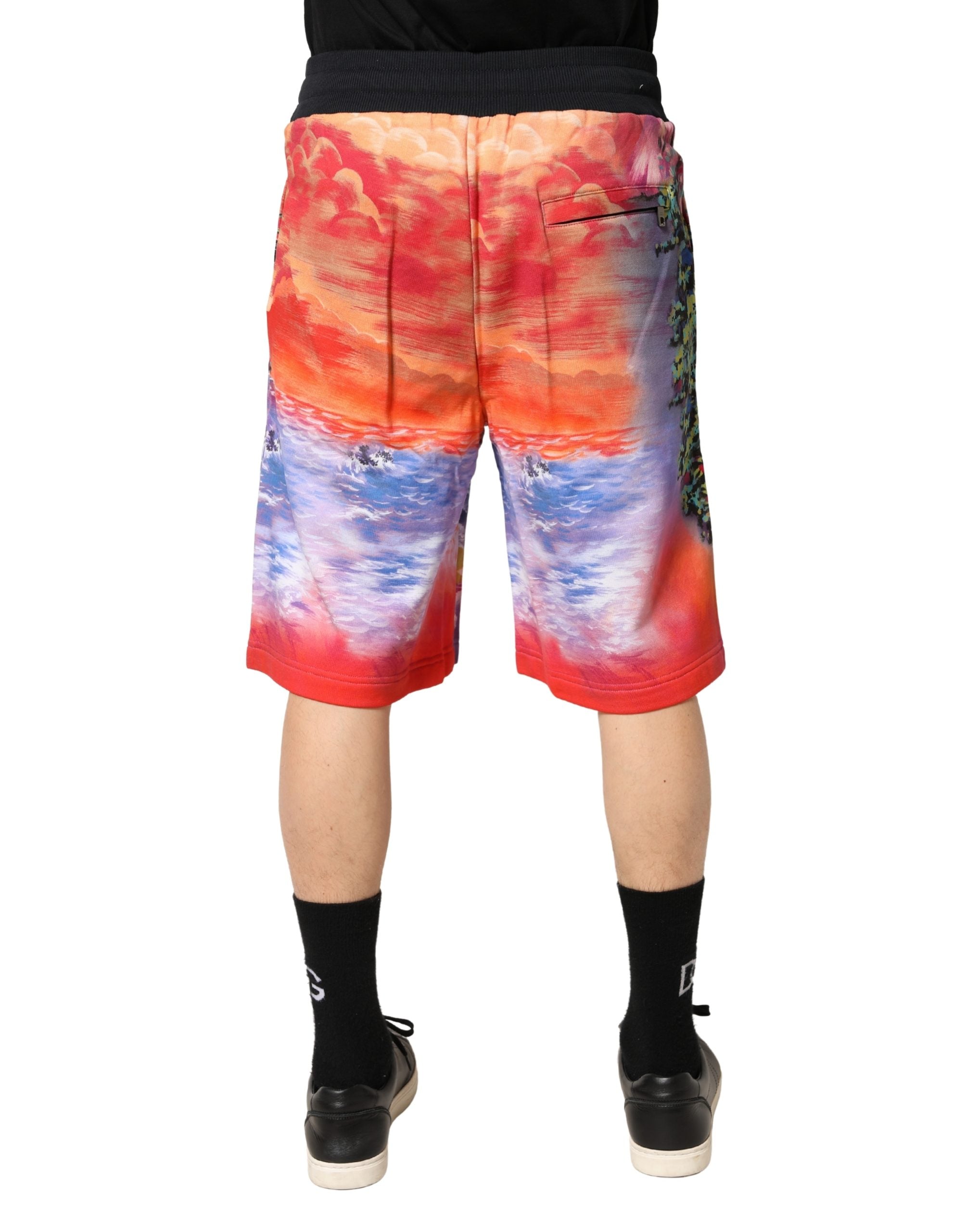 Dolce & Gabbana Multicolor Cotton Bermuda Shorts with Graphic Print-4