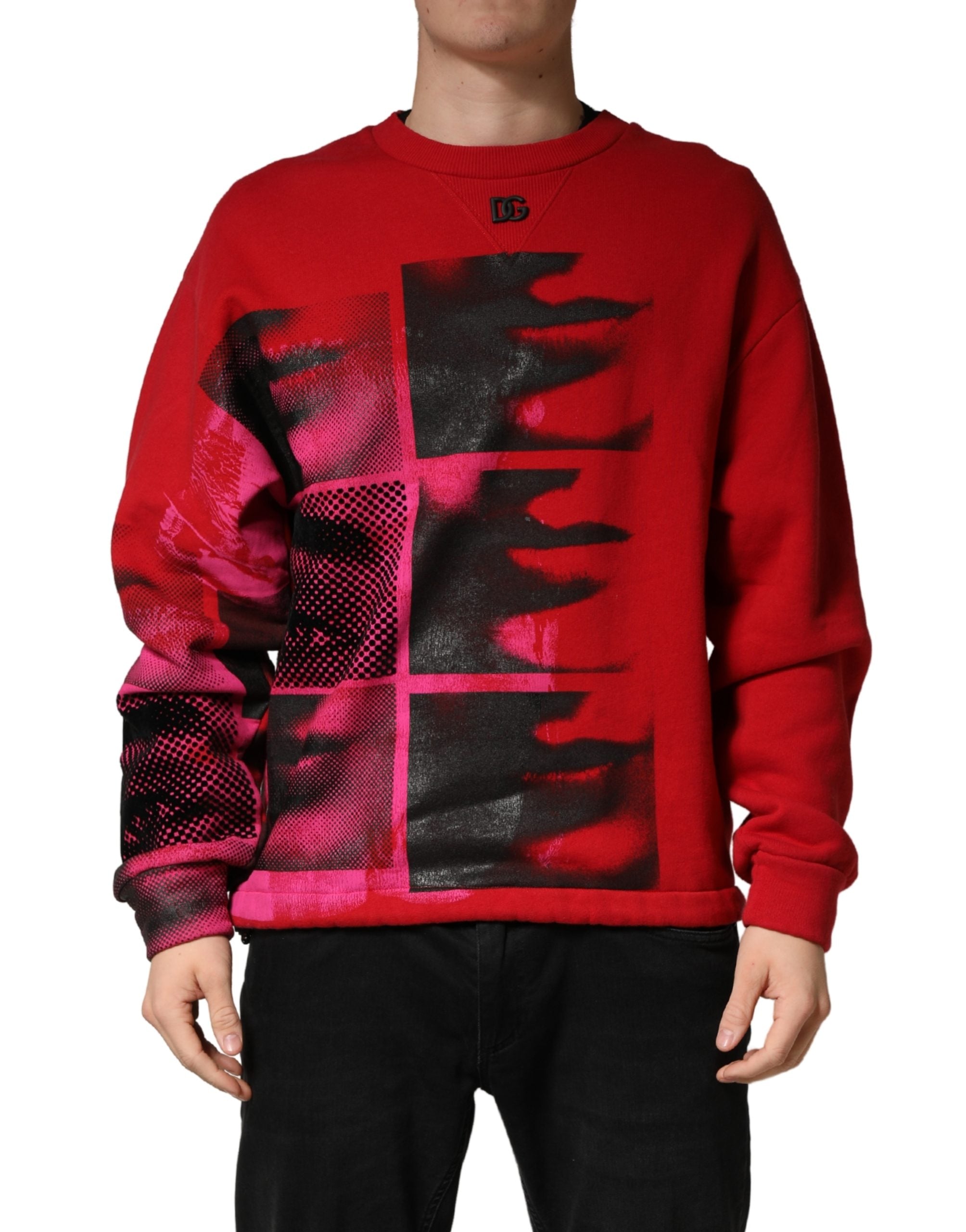 Dolce & Gabbana Men's Graphic Print Crew-Neck Sweatshirt in Red-1