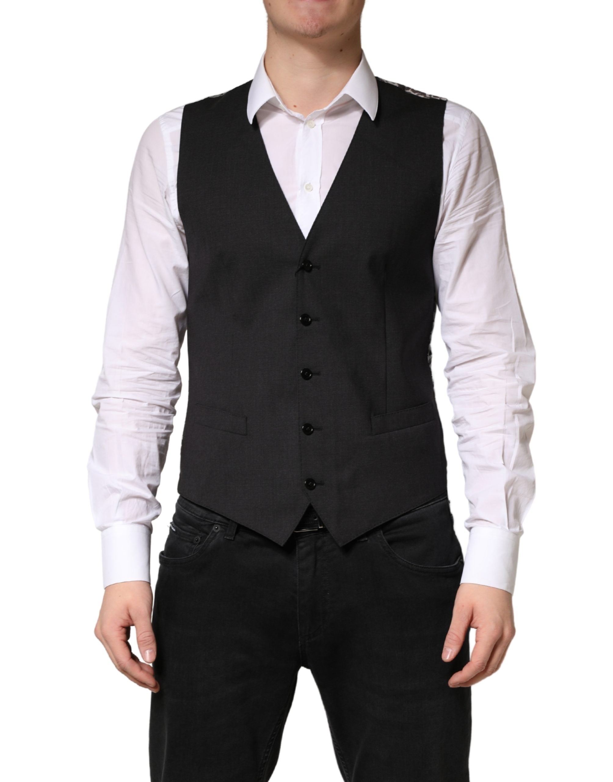 Dolce & Gabbana Black Wool Vest for Men, Formal-1