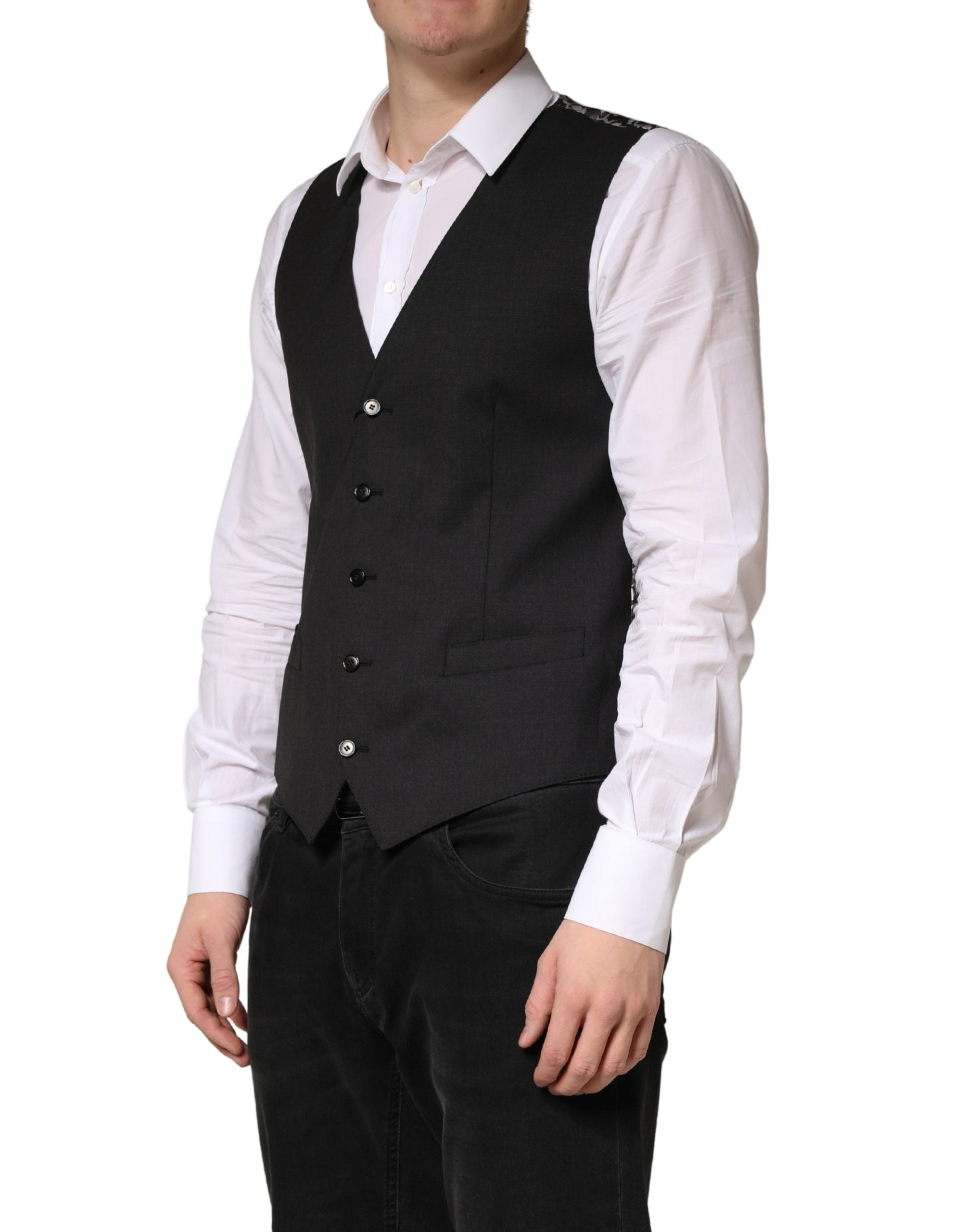Dolce & Gabbana Black Wool Vest for Men, Formal-3