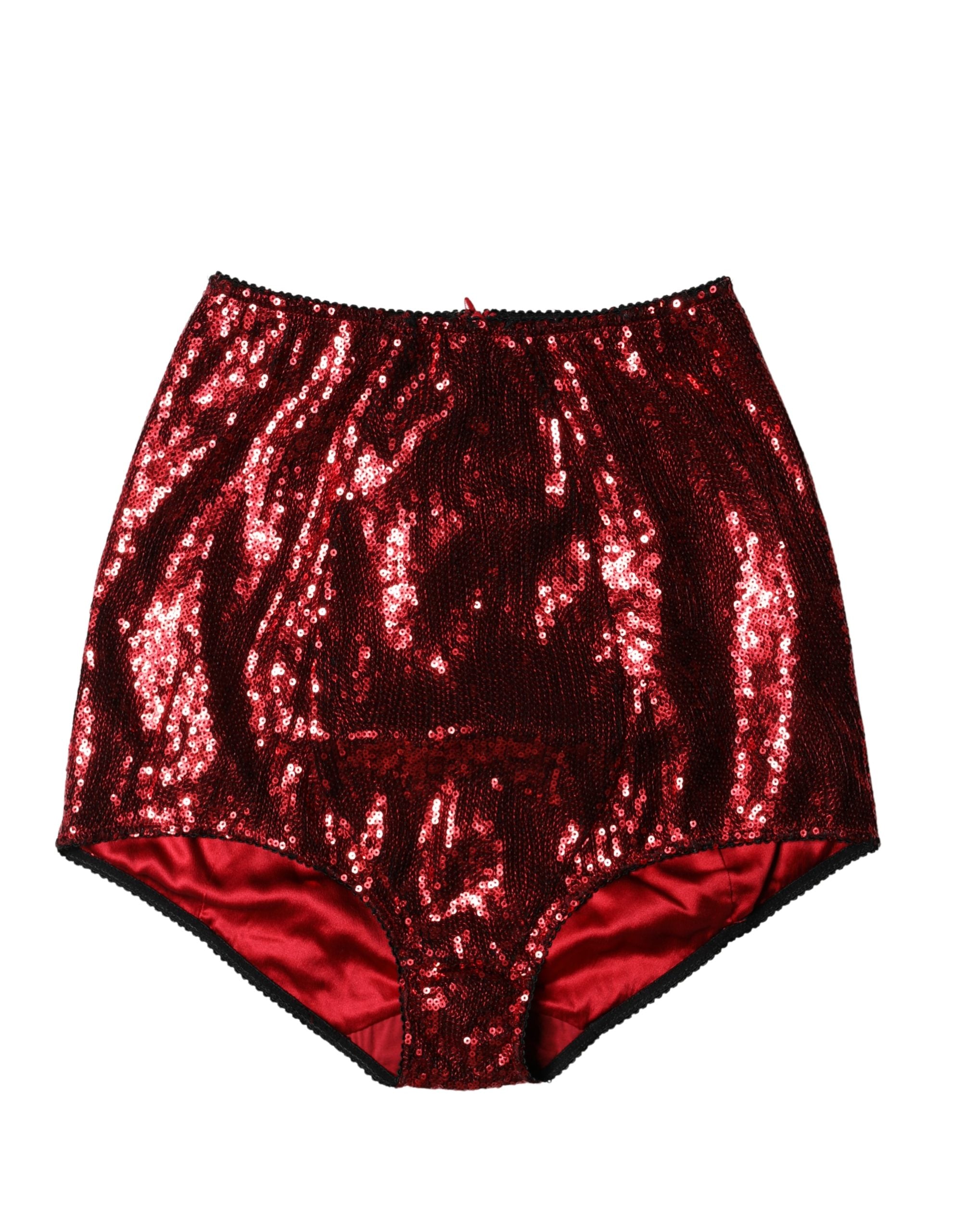 Dolce & Gabbana Red Sequin Embellished Waist Belt-1