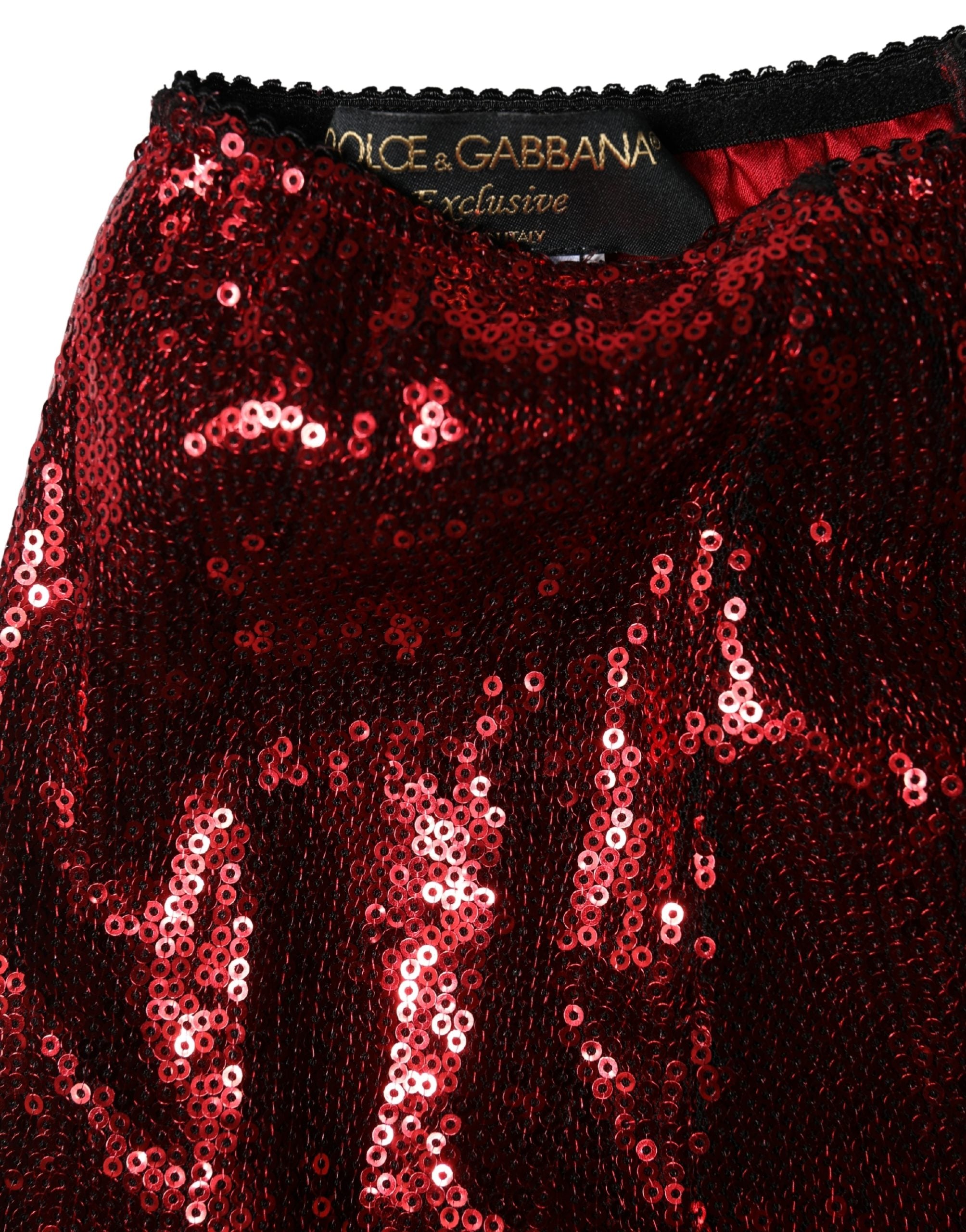 Dolce & Gabbana Red Sequin Embellished Waist Belt-3