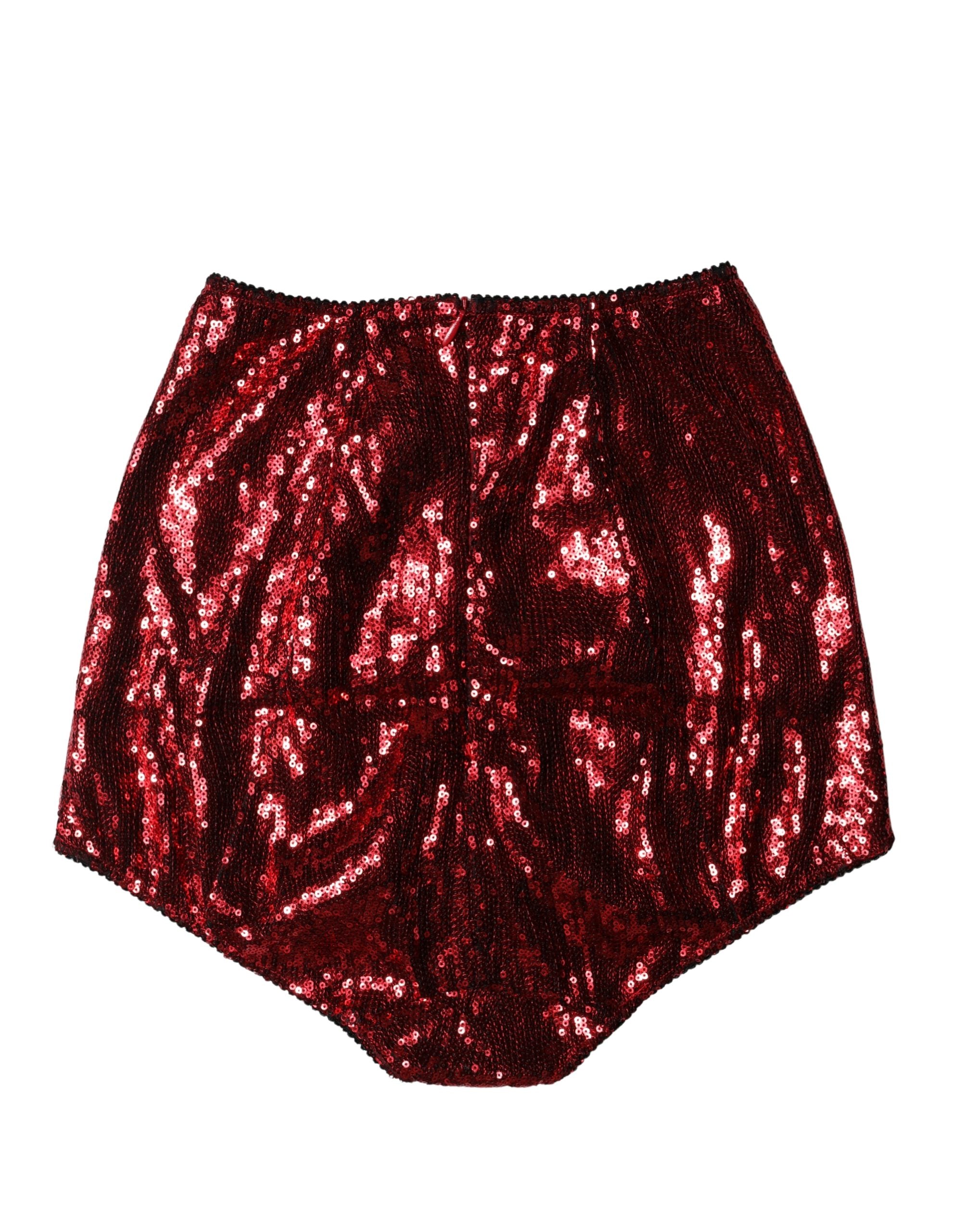 Dolce & Gabbana Red Sequin Embellished Waist Belt-4