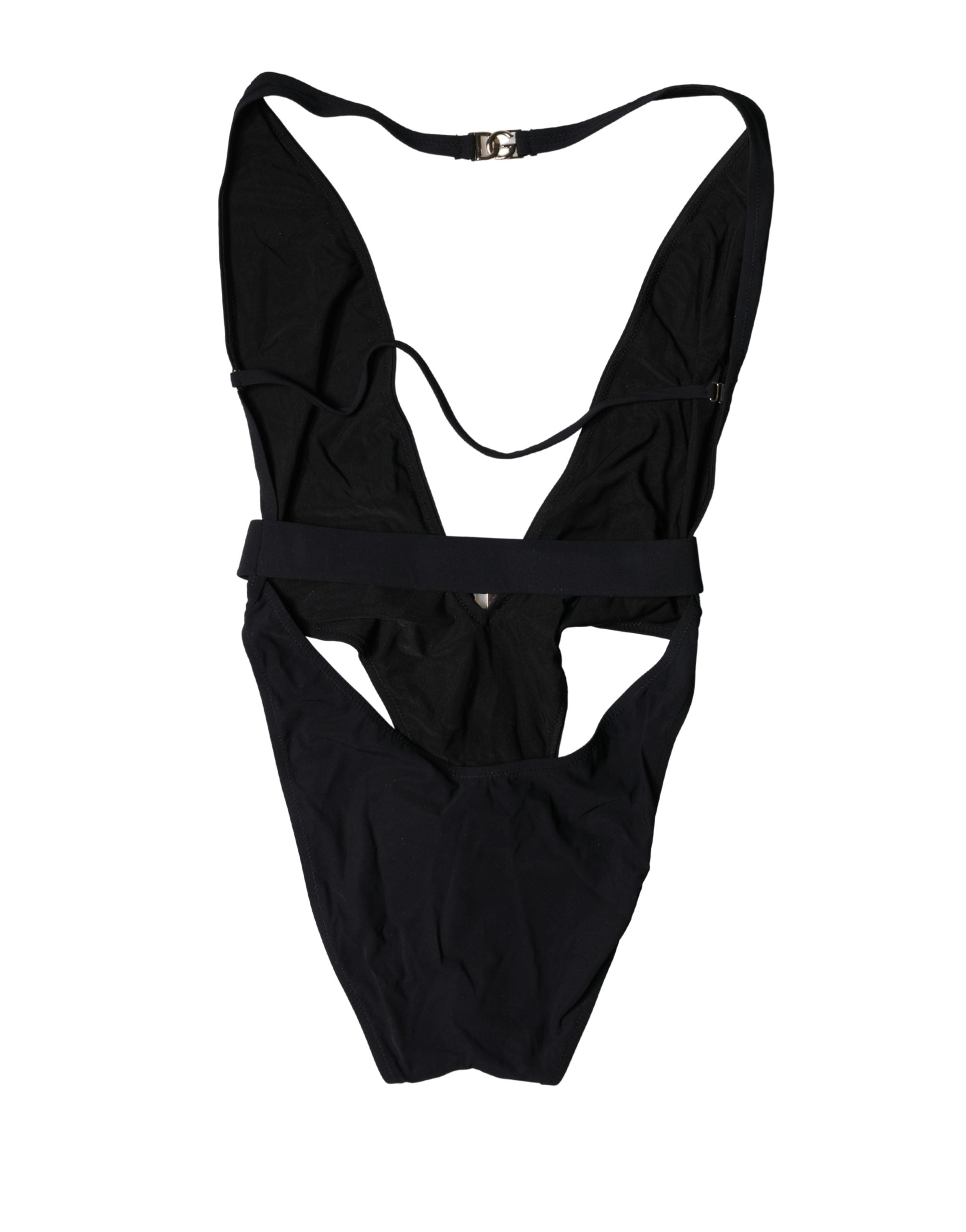 Dolce & Gabbana Schwarzer DG Nylon Badeanzug-4