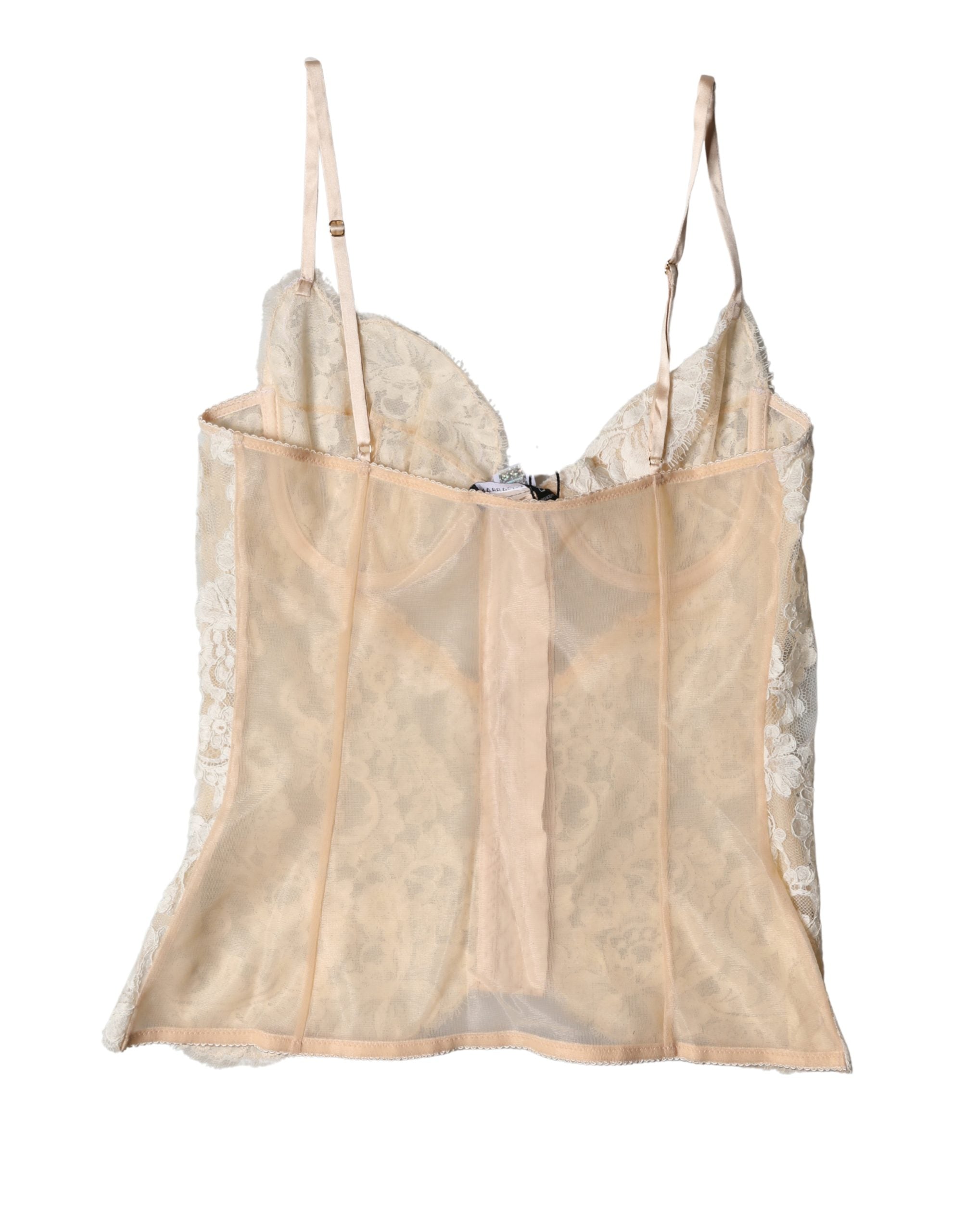 Dolce & Gabbana Beige Floral Lace Corset Lingerie Underwear-4