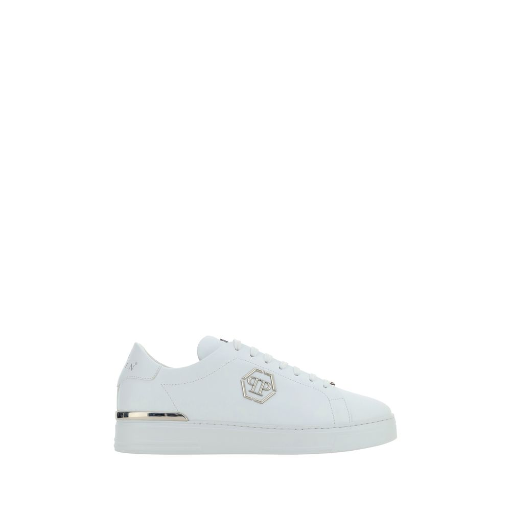 Philipp Plein White Bos Taurus Calfskin Low-Top Sneakers-1