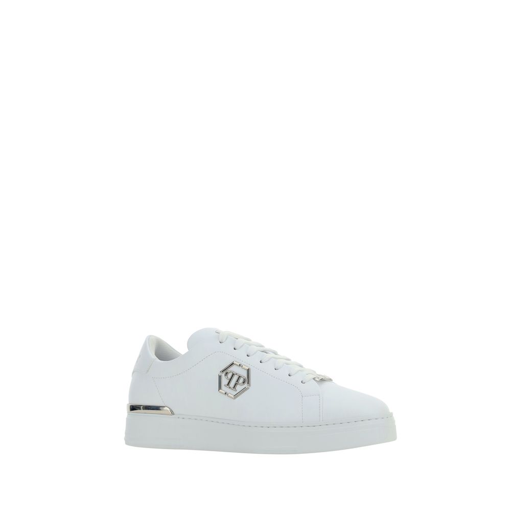 Philipp Plein White Bos Taurus Calfskin Low-Top Sneakers-2