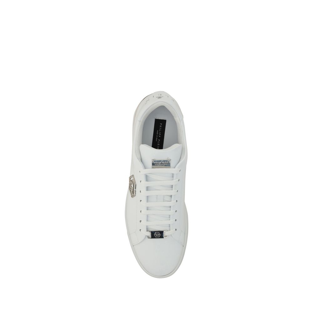 Philipp Plein White Bos Taurus Calfskin Low-Top Sneakers-4