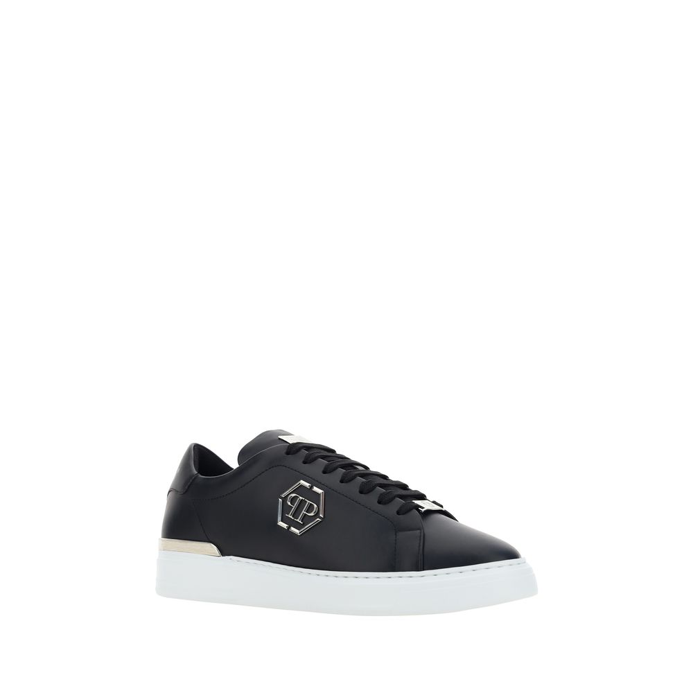 Philipp Plein Black Bos Taurus Calfskin Low-Top Sneakers-2