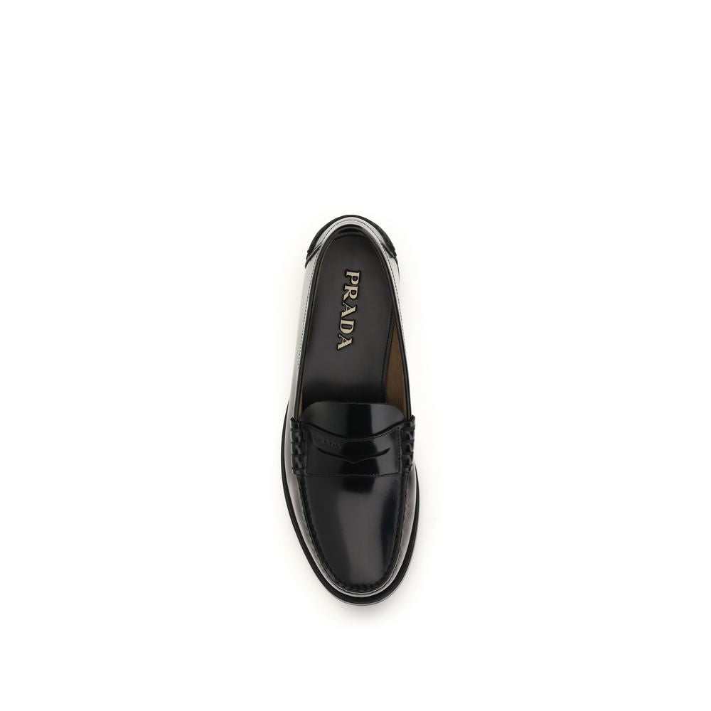 Prada Black Bos Taurus Calfskin Slip-On Loafers-4