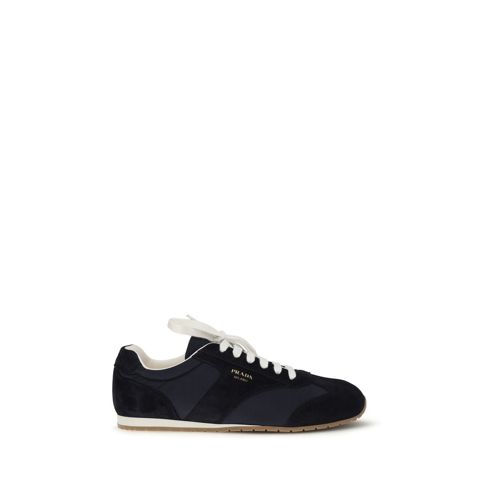 Prada Blaue Kalbsleder Bos Taurus Low-Top-Sneaker