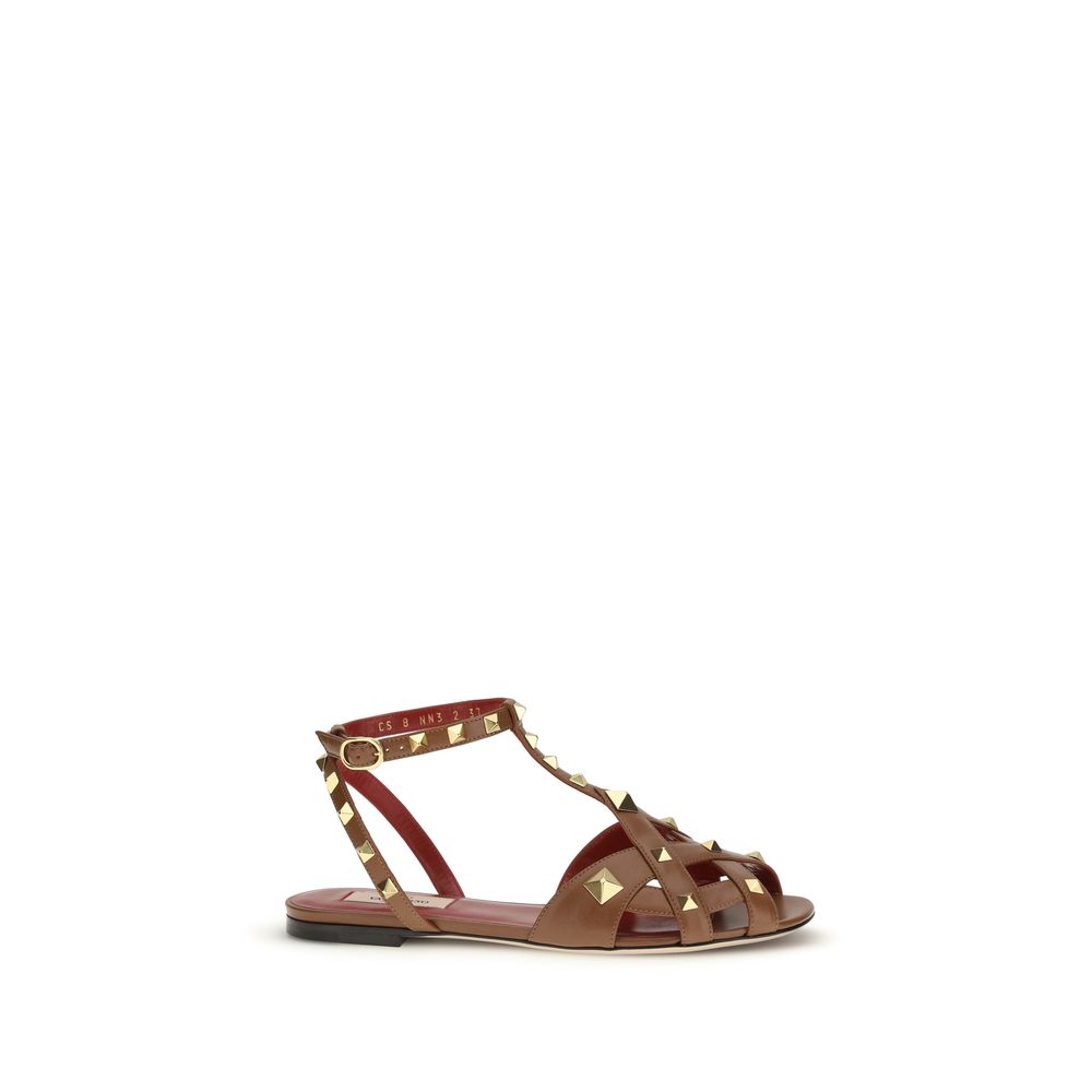 Valentino Garavani brown goatskin sandals with strap closure-1