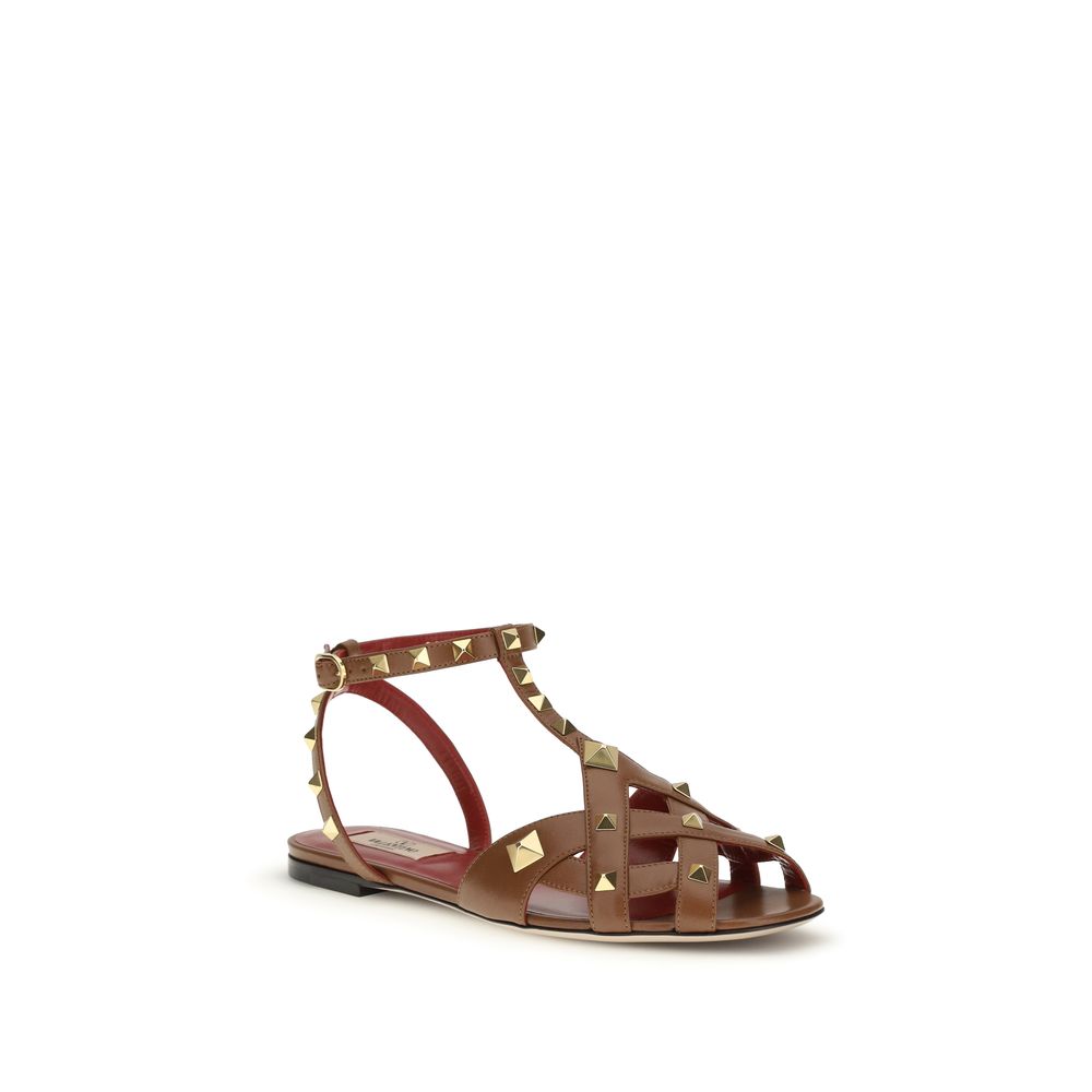 Valentino Garavani brown goatskin sandals with strap closure-2
