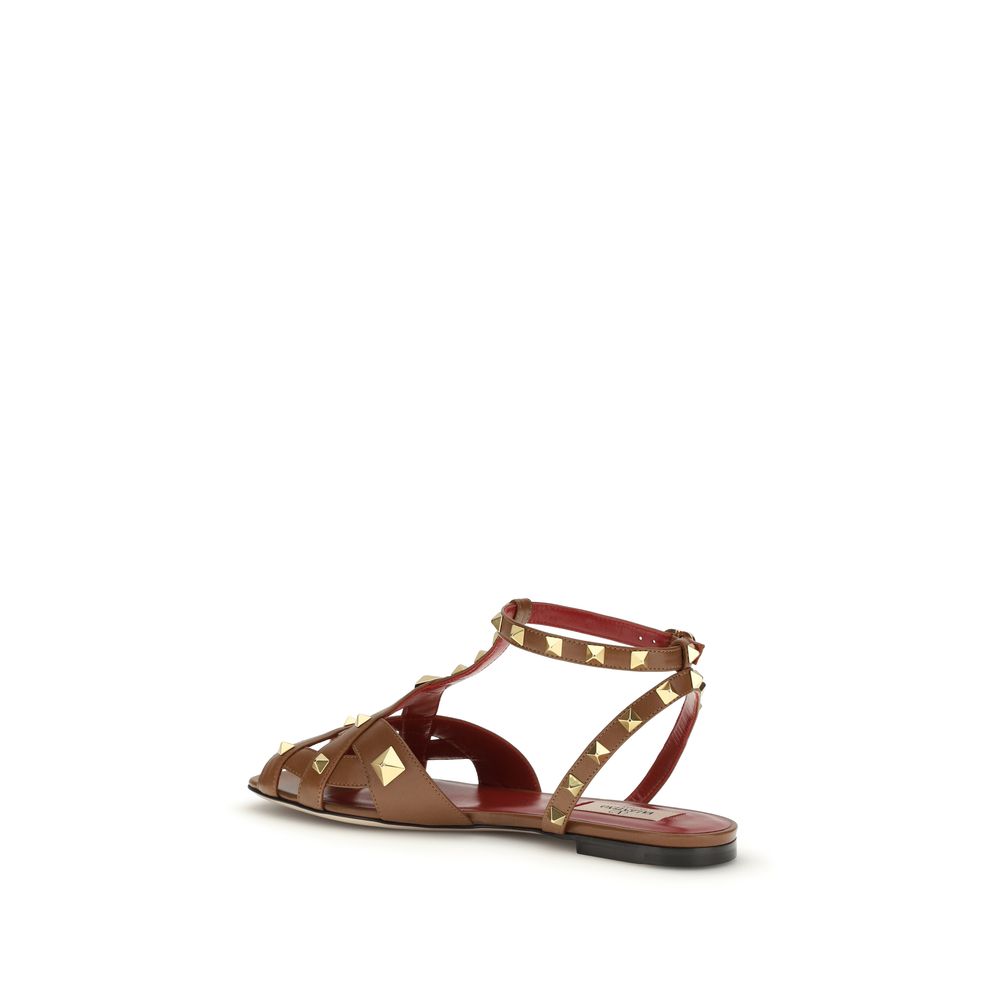 Valentino Garavani brown goatskin sandals with strap closure-3