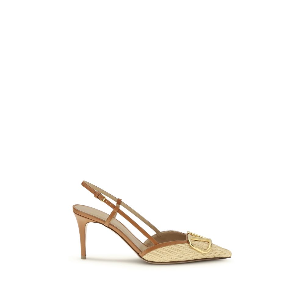 Valentino Garavani Beige Calf Leather Bos Taurus High Heel Pumps-1