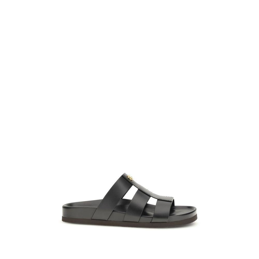 Valentino Garavani Black Bos Taurus Calf Leather Sandals-1