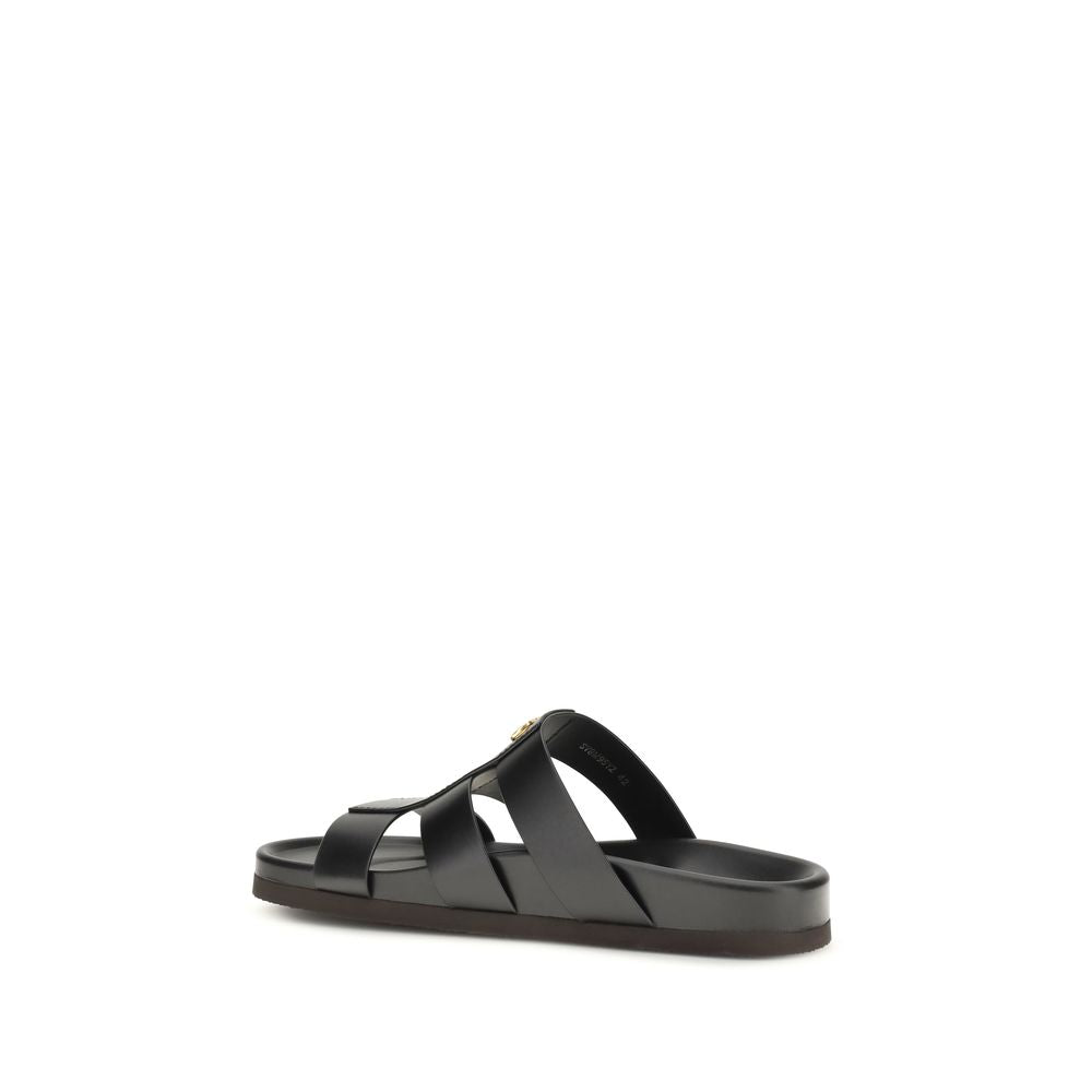 Valentino Garavani Black Bos Taurus Calf Leather Sandals-3