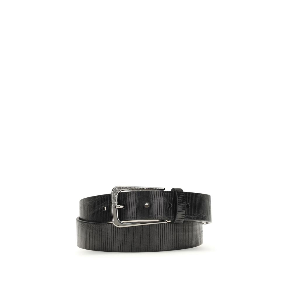 Brunello Cucinelli Schwarzer Kalbsleder Bos Taurus Regular Gürtel-1