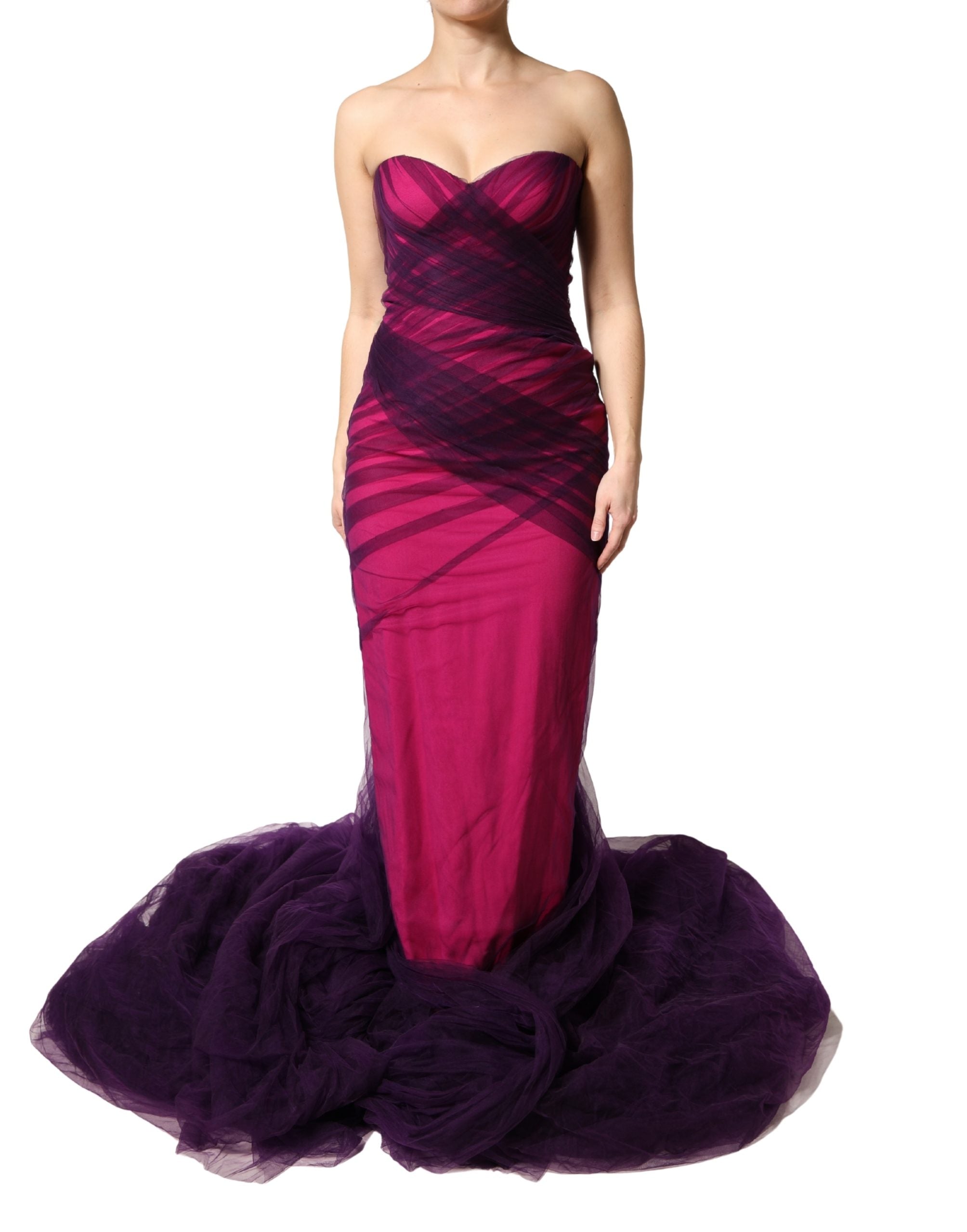 Dolce & Gabbana Pink Black Strapless Sheath Mermaid Dress-2
