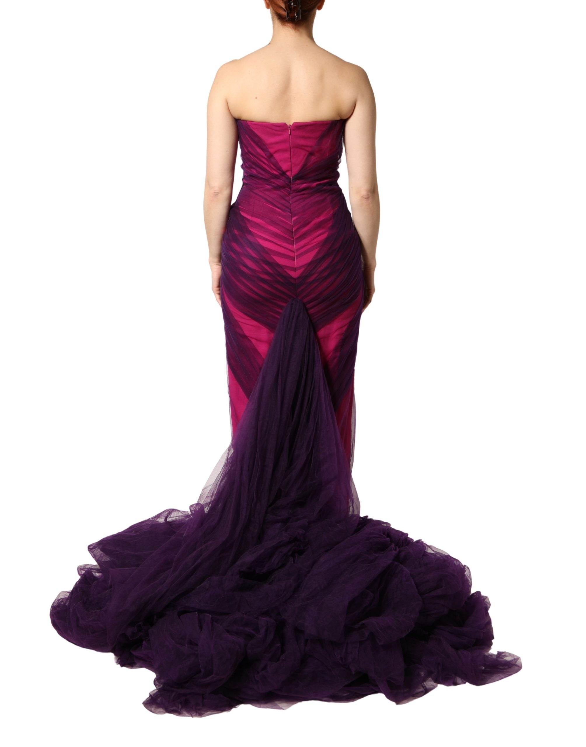 Dolce & Gabbana Pink Black Strapless Sheath Mermaid Dress-4