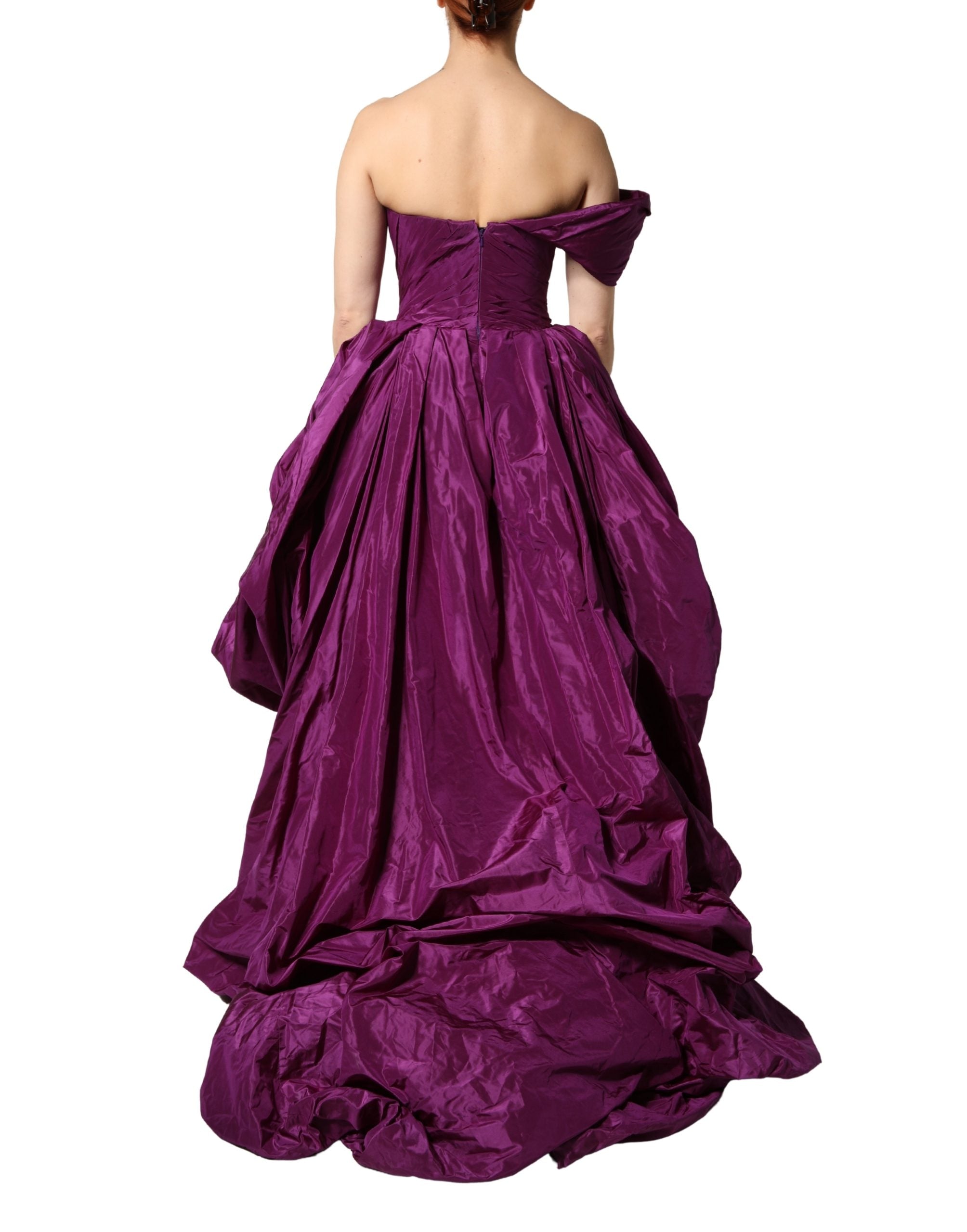Dolce & Gabbana Purple Strapless A-Line Asymmetry Dress-4