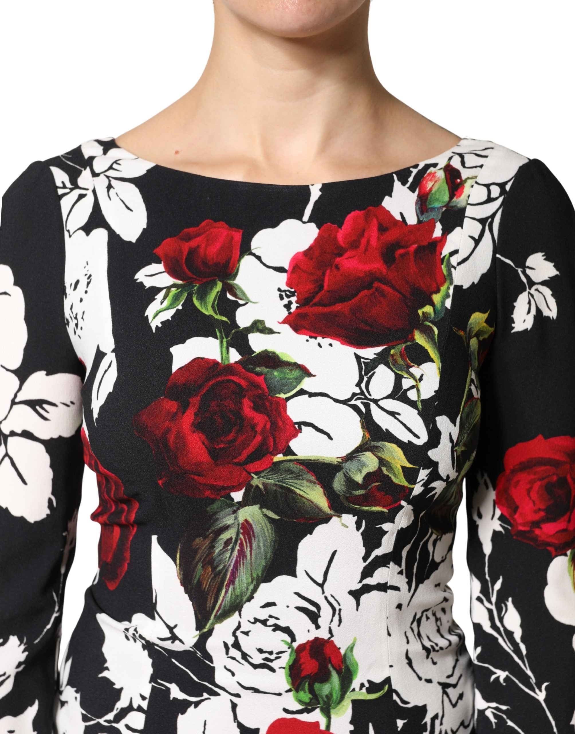 Dolce & Gabbana Black Floral Print Viscose Floor-Length Sheath Dress-5