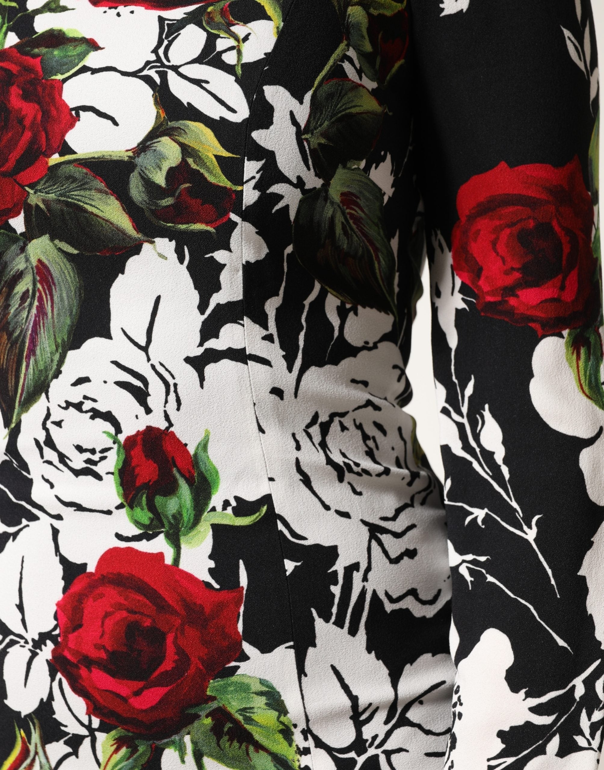 Dolce & Gabbana Black Floral Print Viscose Floor-Length Sheath Dress-6