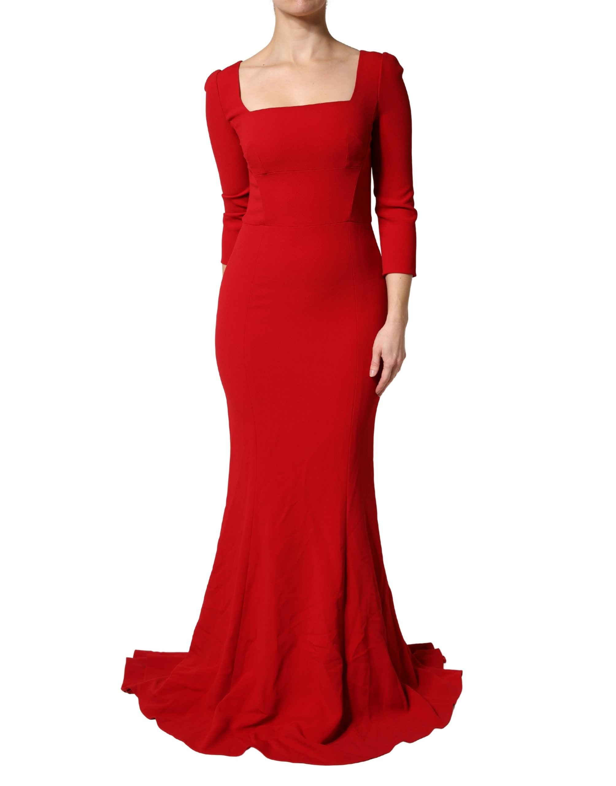 Dolce & Gabbana Red Viscose Mermaid Style Sheath Dress-2