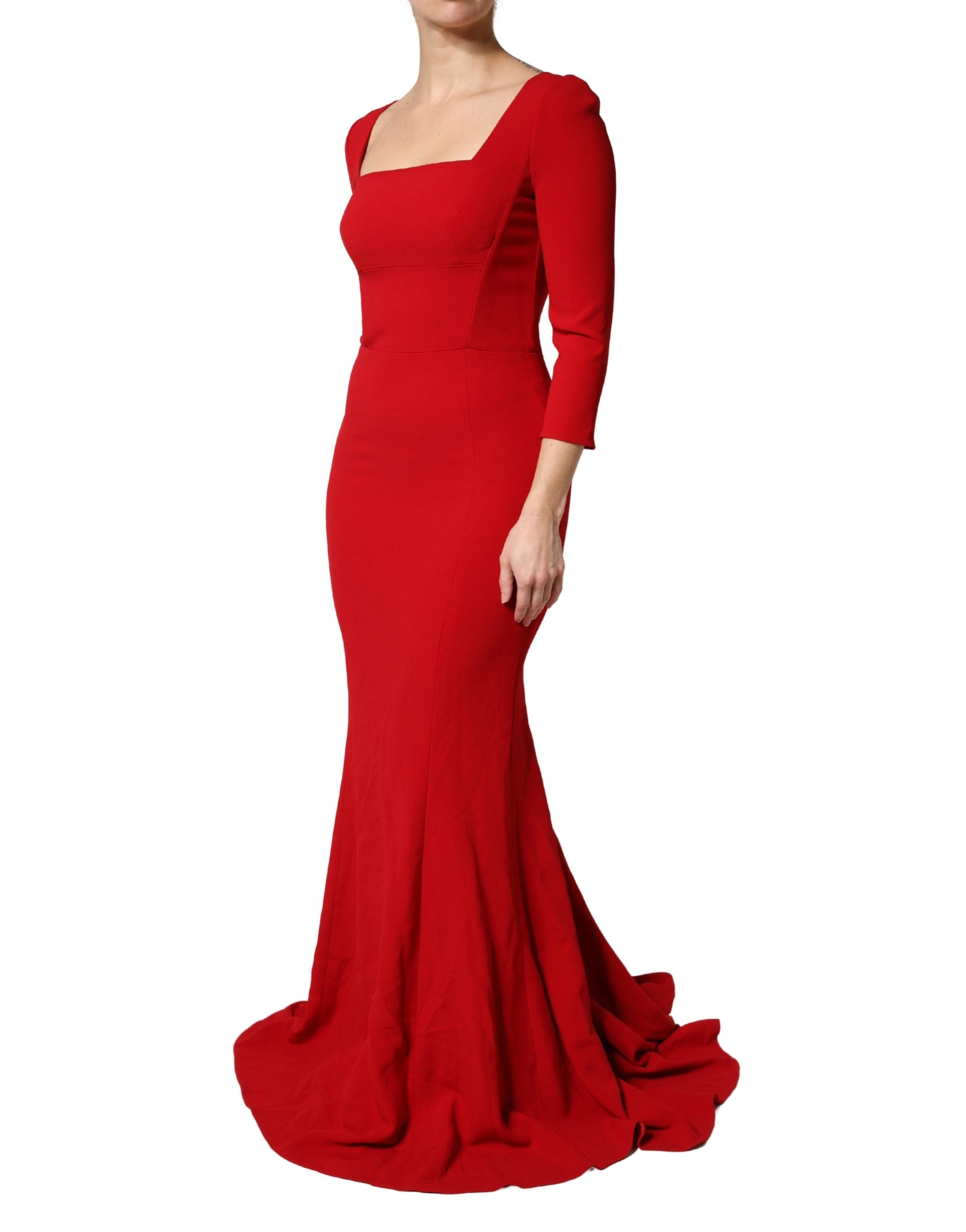 Dolce & Gabbana Red Viscose Mermaid Style Sheath Dress-3