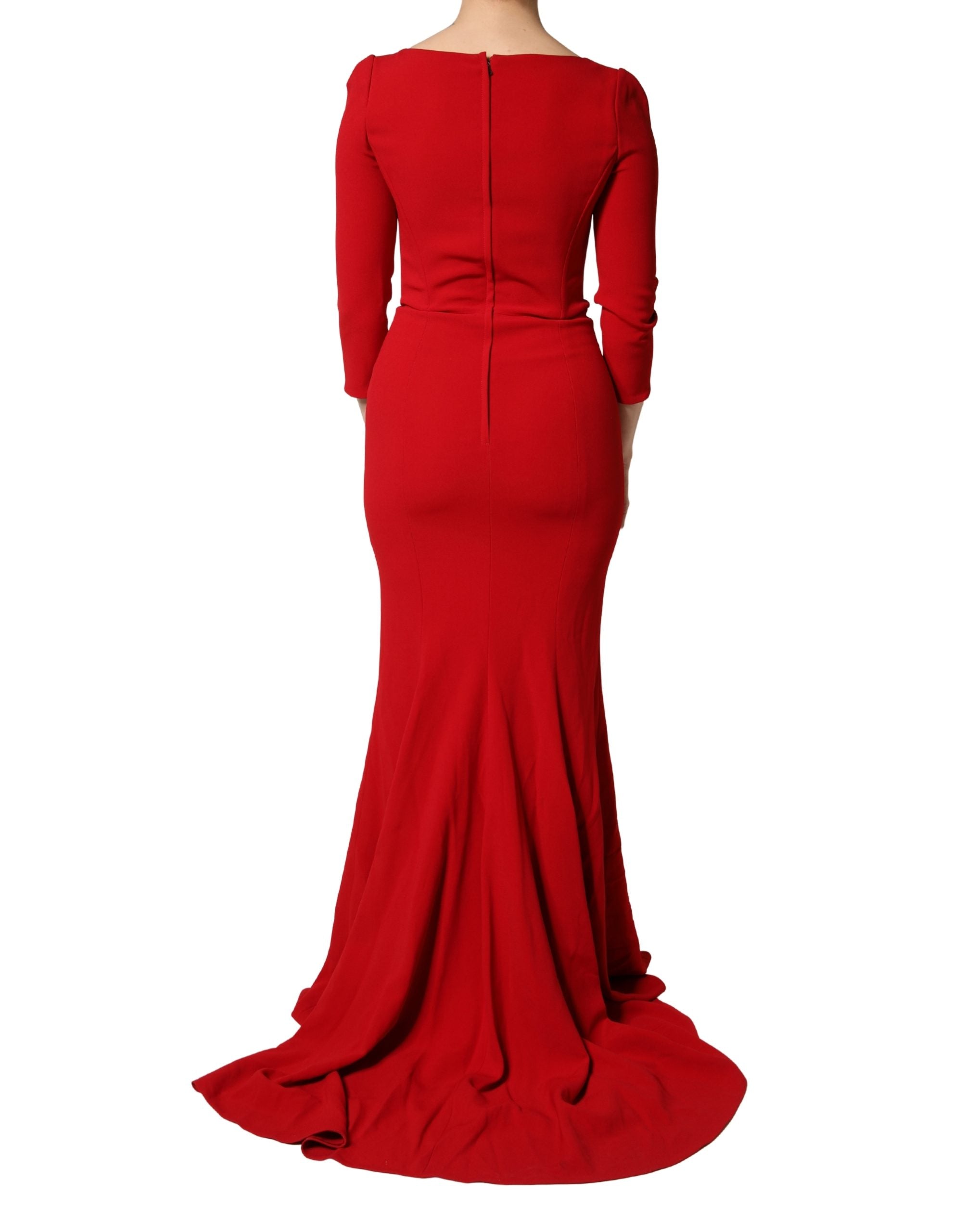 Dolce & Gabbana Red Viscose Mermaid Style Sheath Dress-4