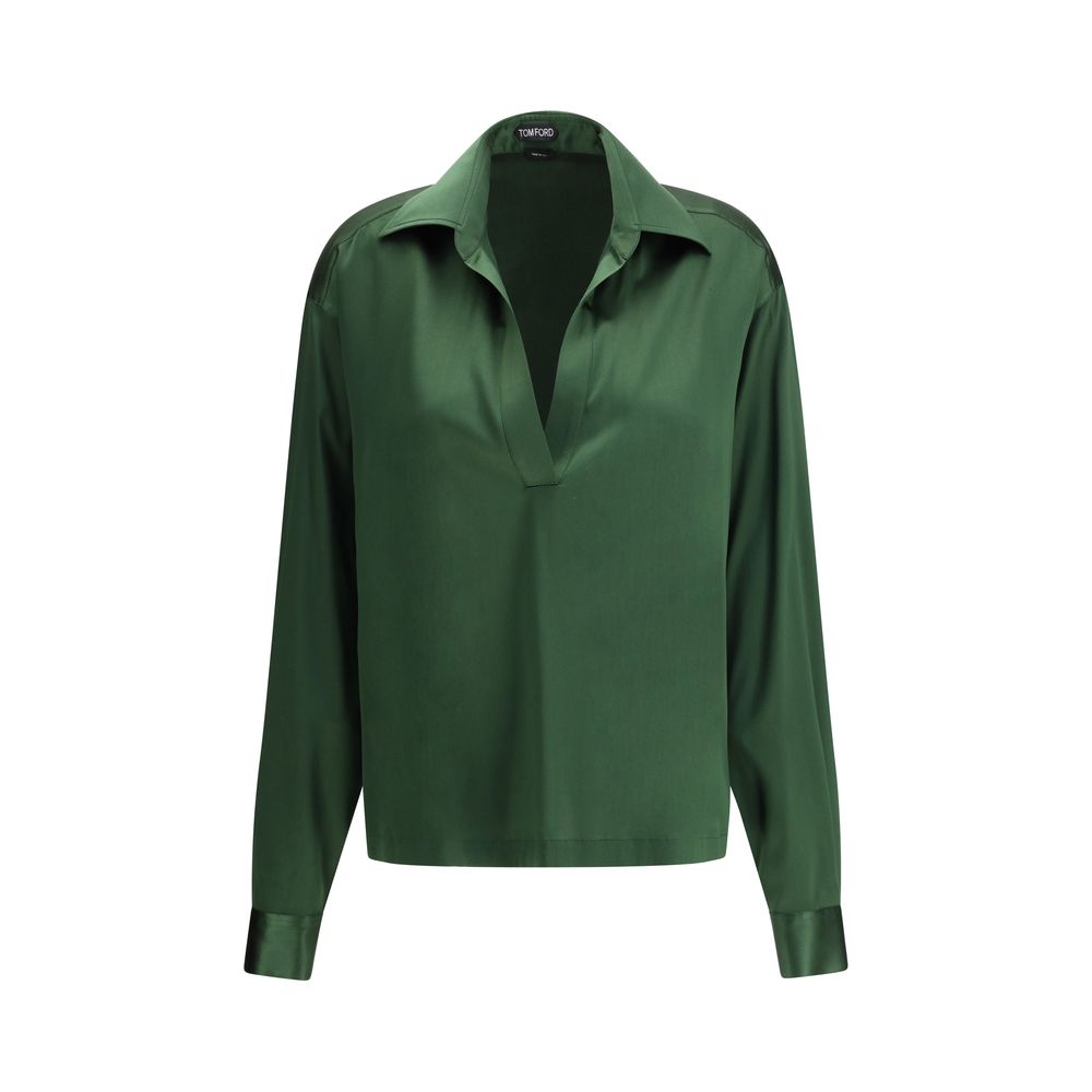 Tom Ford Zweifarbige Seidenbluse-1
