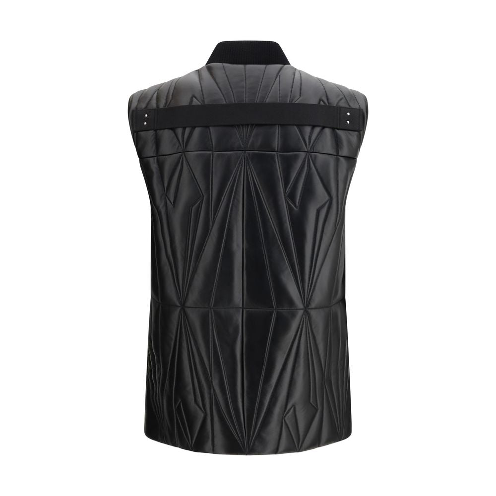 Moncler x Rick Owens Schwarze Lammleder Weste Ovis Aries Aries Ärmellos-2