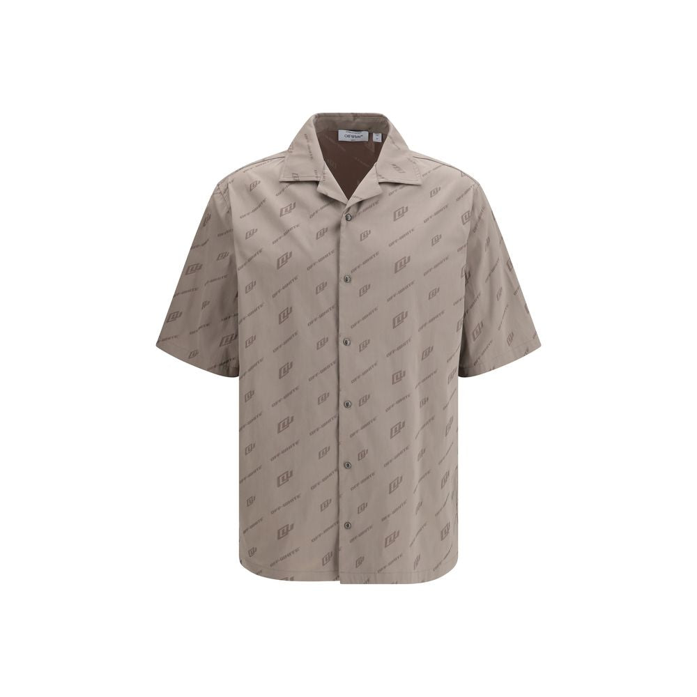 Off-White Beige Viscose Shortsleeve Shirt-1