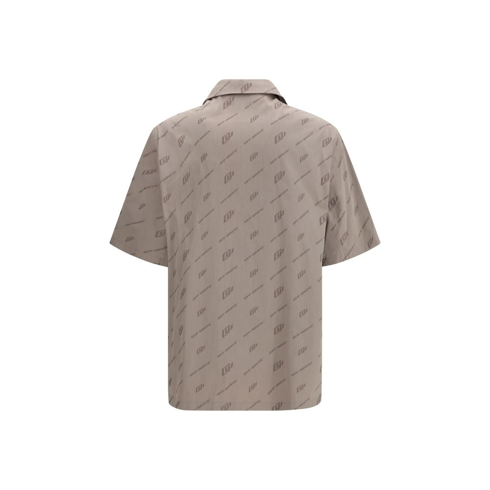 Off-White Beige Viscose Shortsleeve Shirt-2
