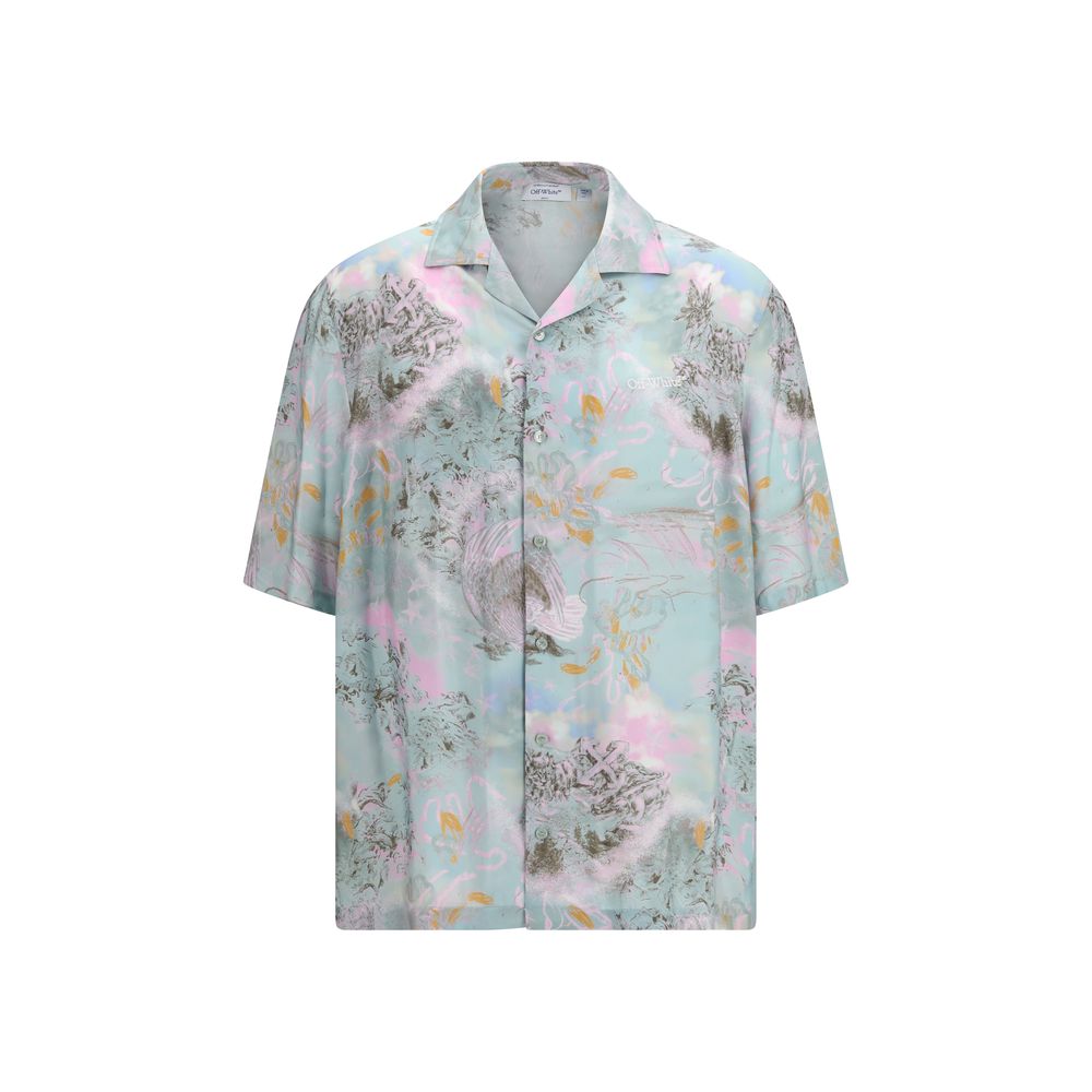 Off-White Multicolor Viscose Hemd mit Muster-1