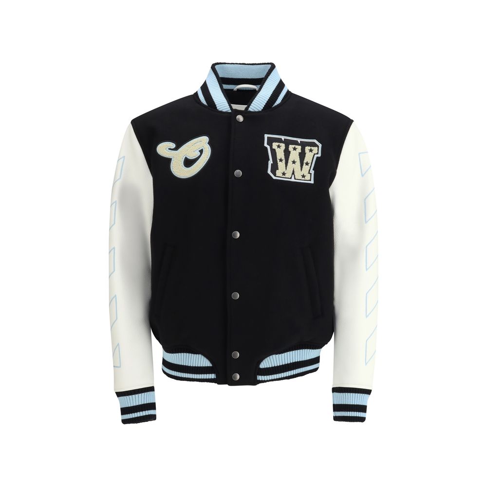 Off-White Schwarzer Woll-Bomber-1